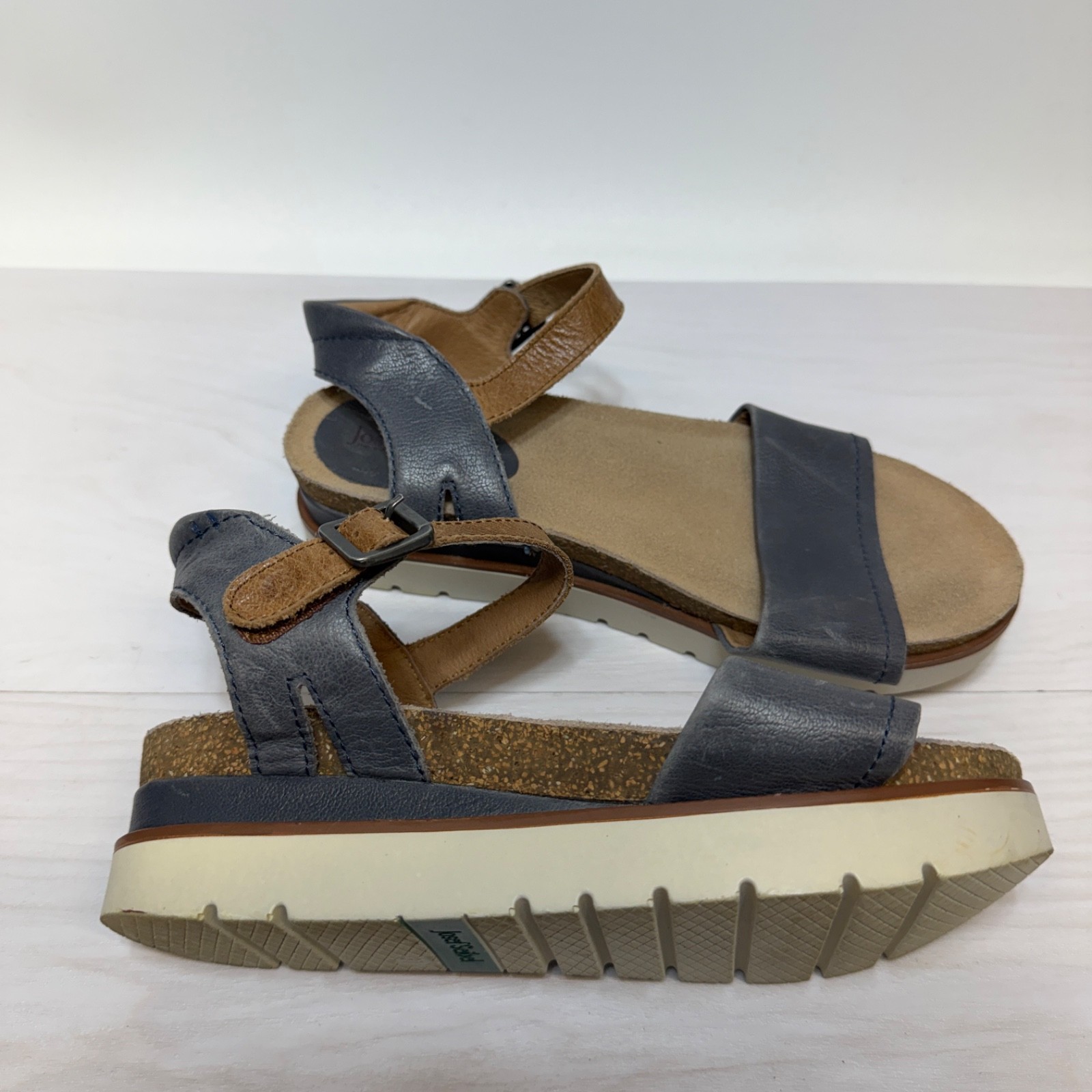JOSEF SEIBEL Clea 01 Leather Cork Platform Heel Sandal Women’s Sz 37