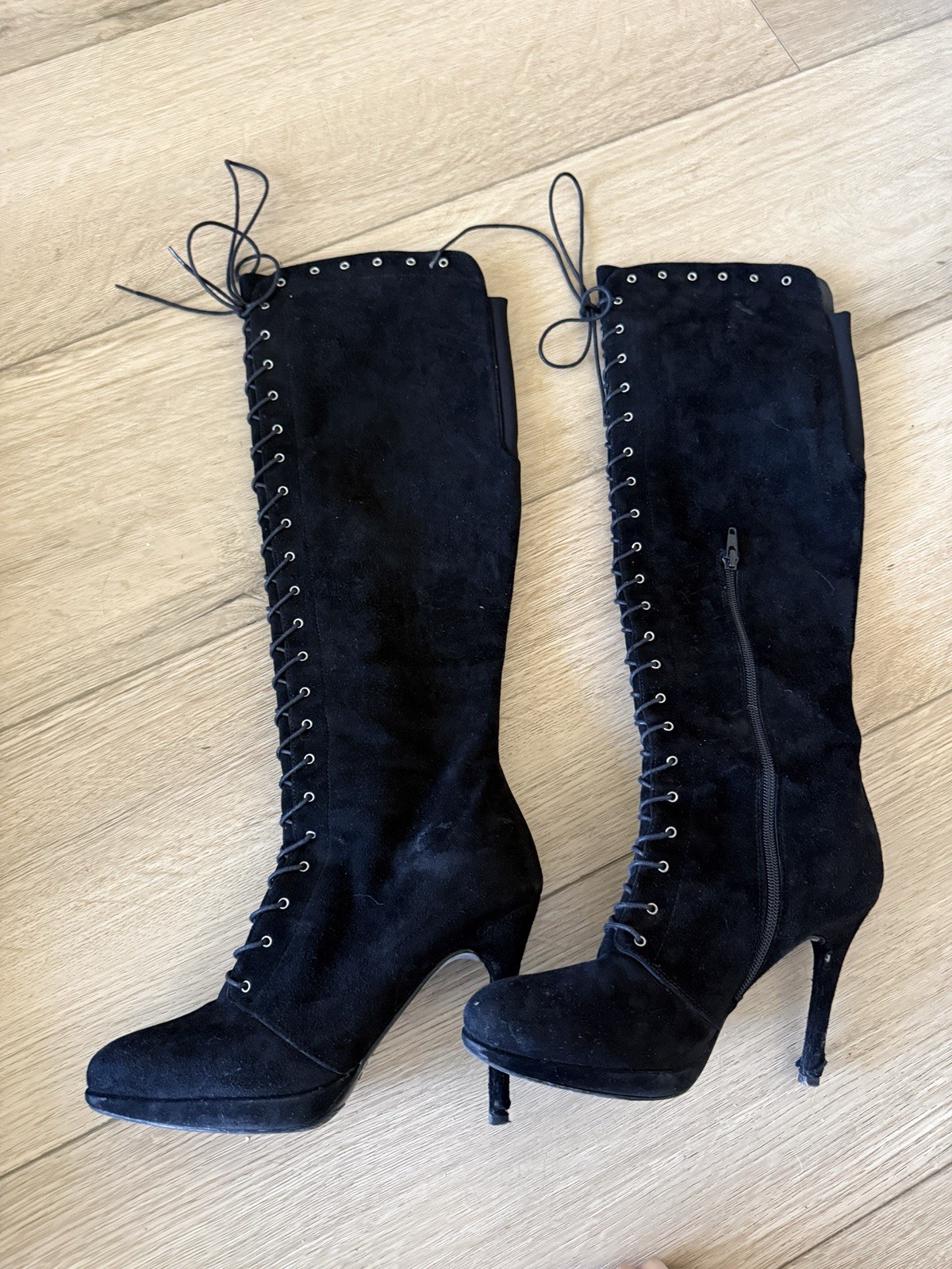 Stuart Weitzman Typhoon Knee-High Lace-Up Boots