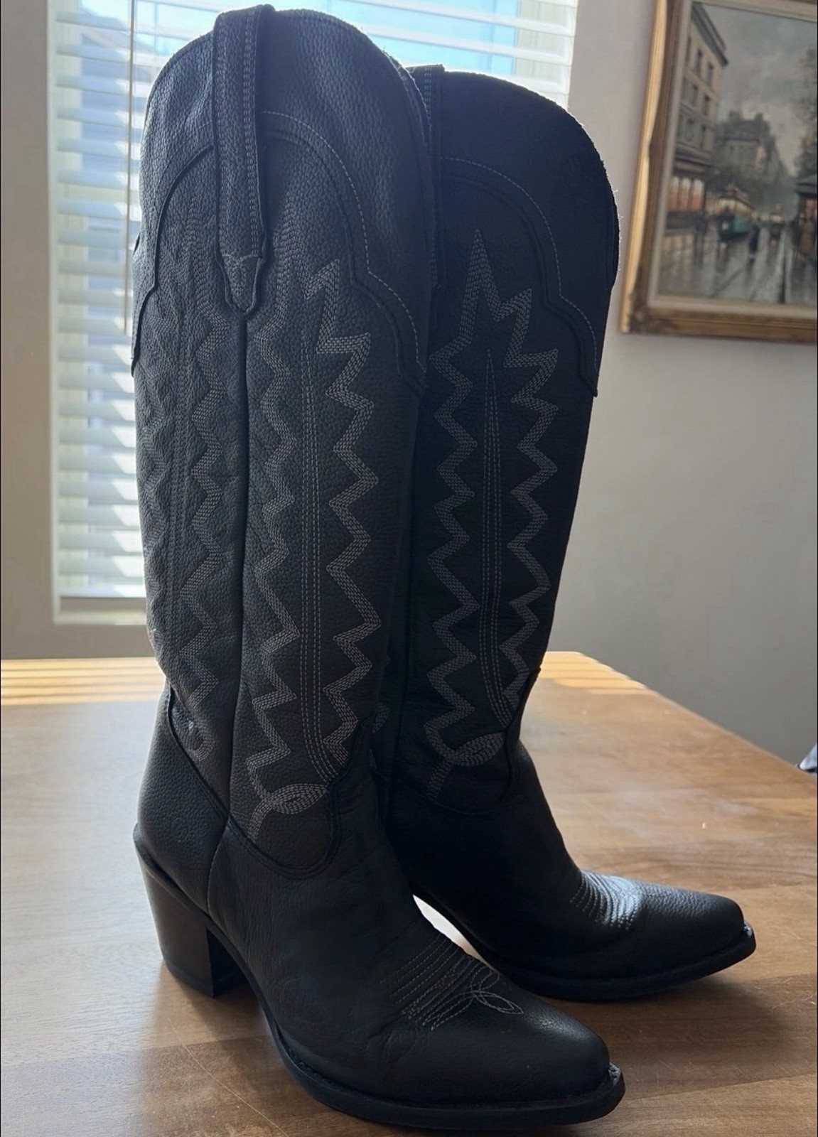 Knee High Black Cowboy Boots