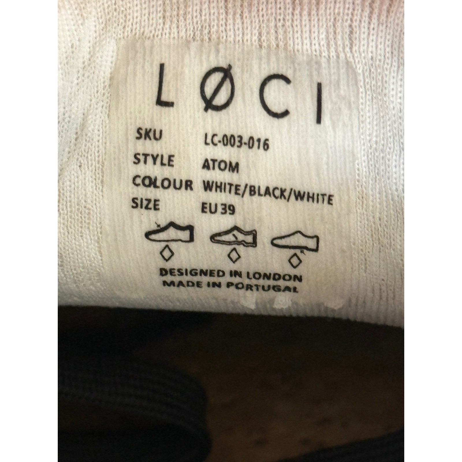 LOCI Atom Vegan Sneakers White Black Low Top Trainers EU39 W 7.5 M 6 LC-003-016