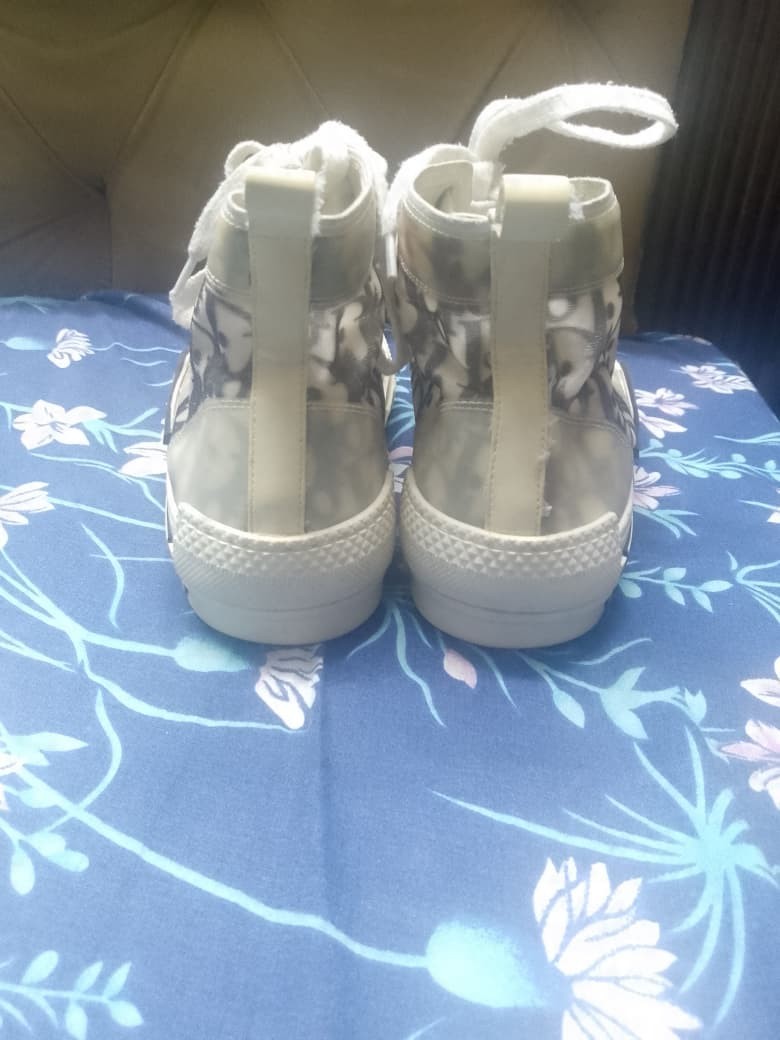 Dior B23 HIGH-TOP SNEAKER White/Gray Oblique Canvas Eu Size 36