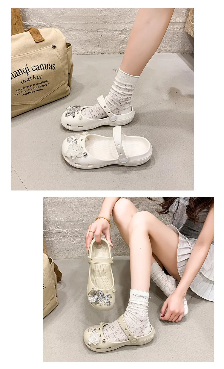 A Pair of Wear-Resistant Summer Women’s Non-Slip Clogs, New Sports Beach Shoes f