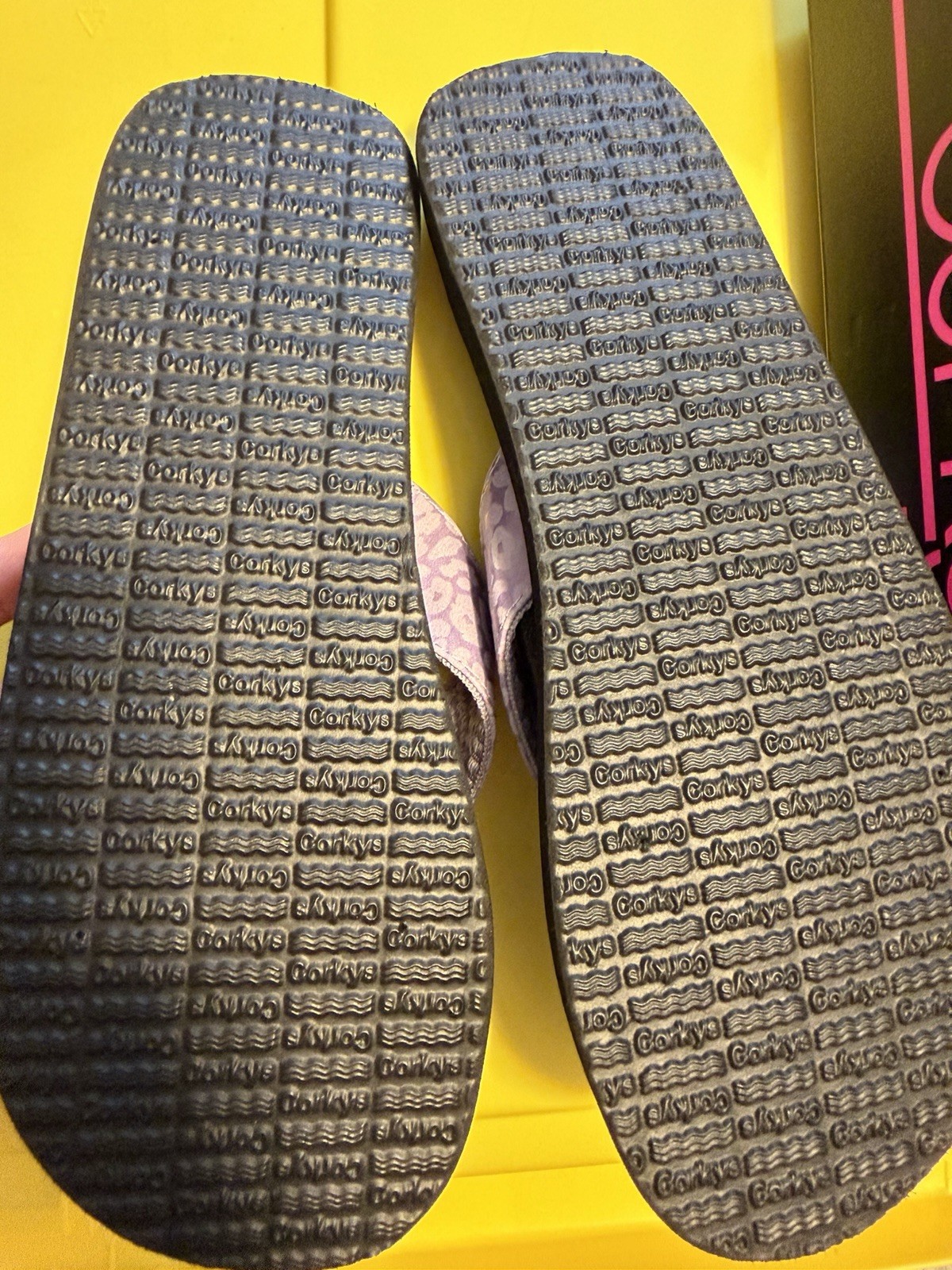 Corkys Women’s Purple/Black Animal Print Thong Flip Flop Sandals Leather US 10
