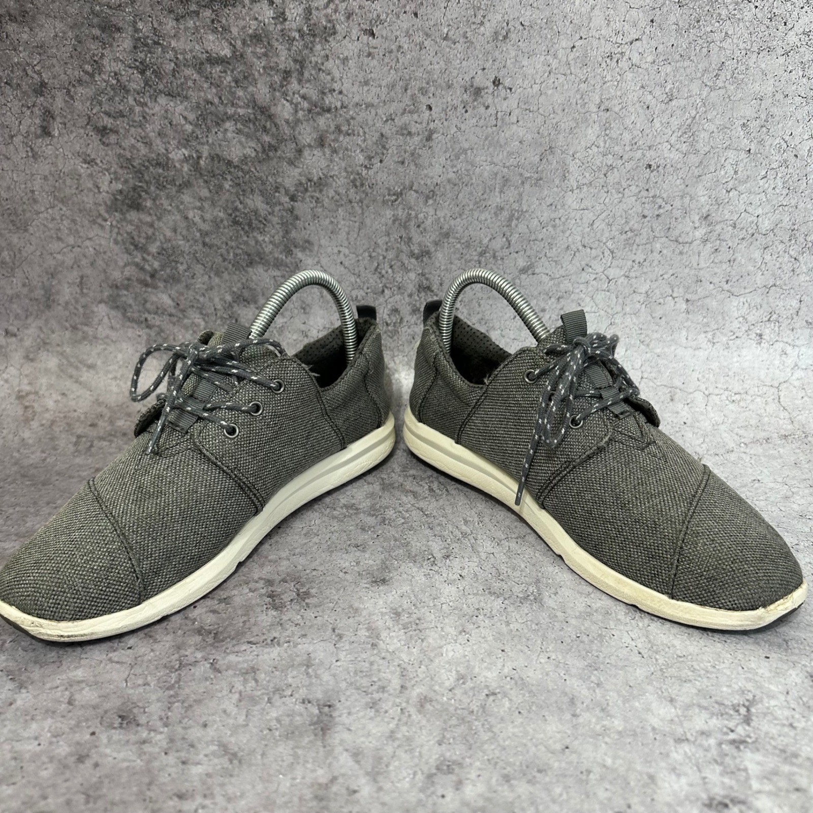 TOMS Del Rey Sneakers Women 8.5 Gray Coated Linen Low Top Athletic Shoes