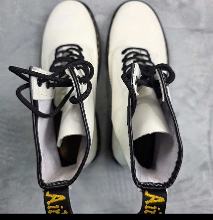 Dr. Martens 1460 Boots Unisex US Men 9 Women 10 White Smooth Leather 8-Eye