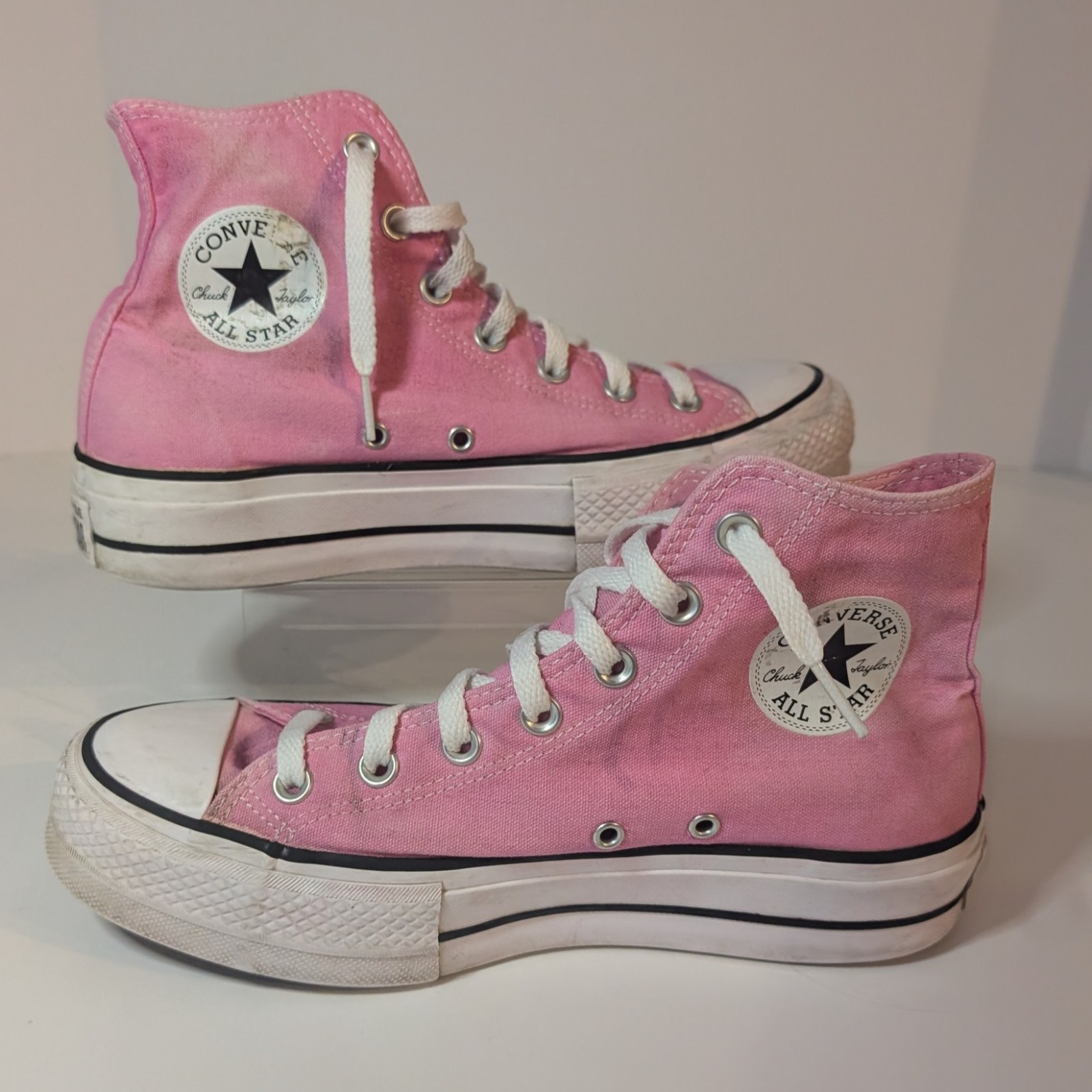 Converse Pink Lift Platform Chuck Taylor All-Star High-Top Shoes Womens Size 8.5