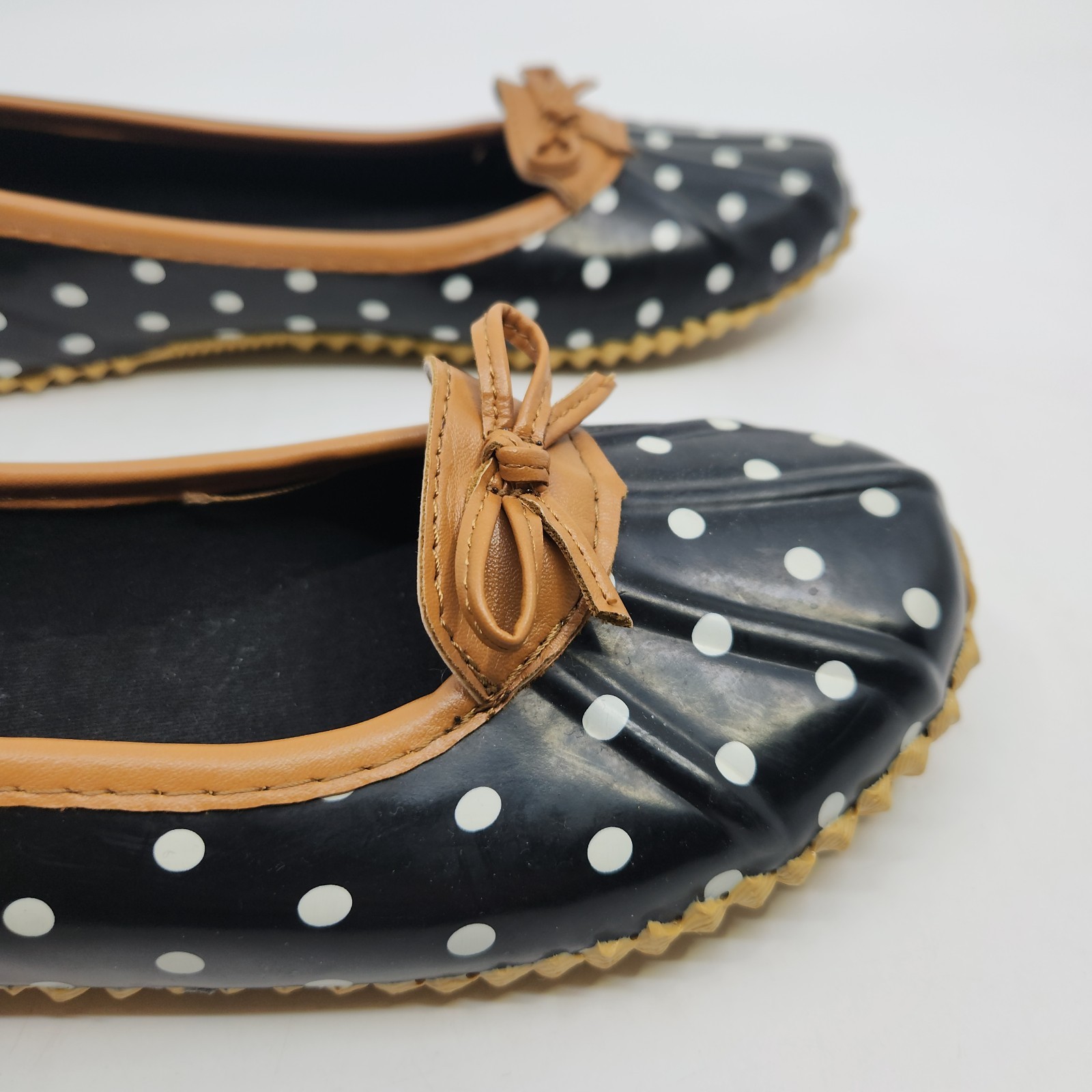 London Fog Womens Navy Webster Water-Resistant Shoes Size 8M Ballet Rain Flats
