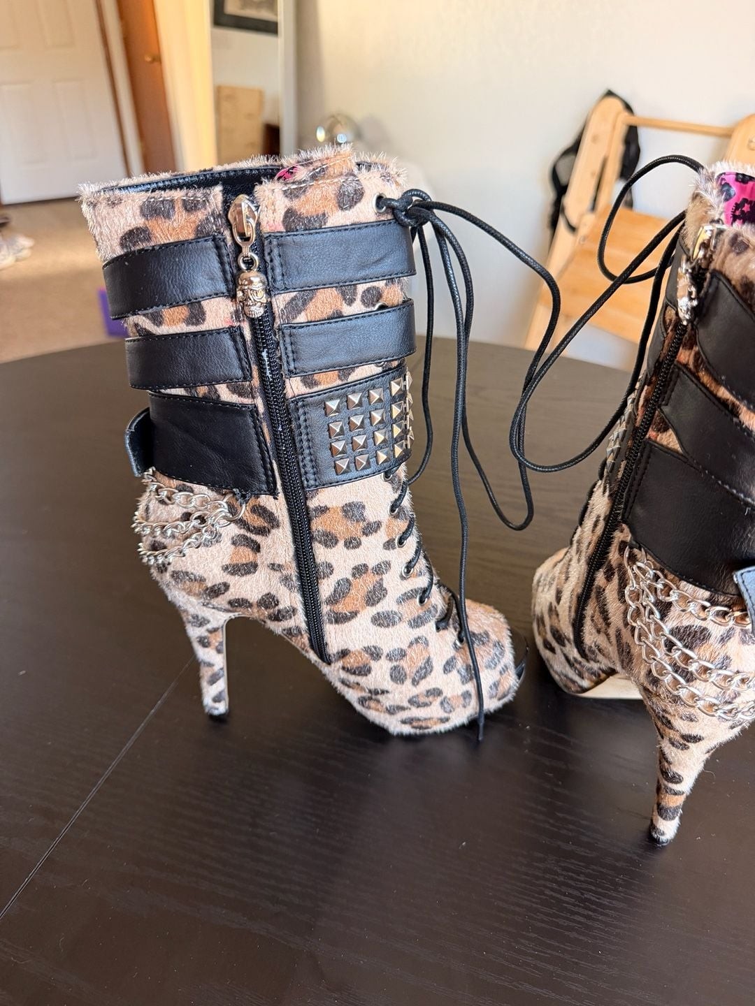 Rare Abbey Dawn Avril Lavigne Worn Style Leopard Platform Boots Heels US 6