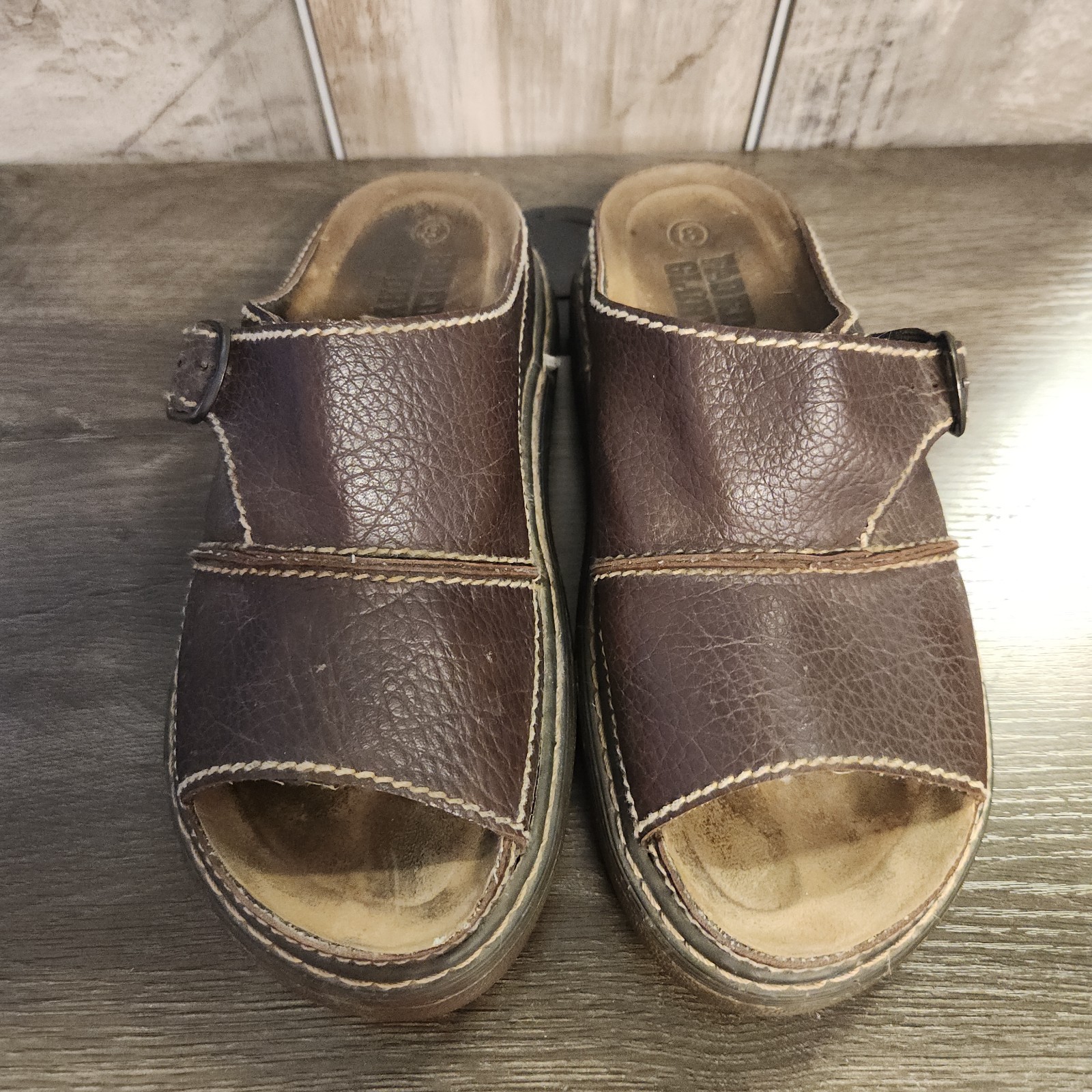 Y2K Vtg Faded Glory Chunky Platform Buckle Brown Sandals Womens 8 Grunge Boho