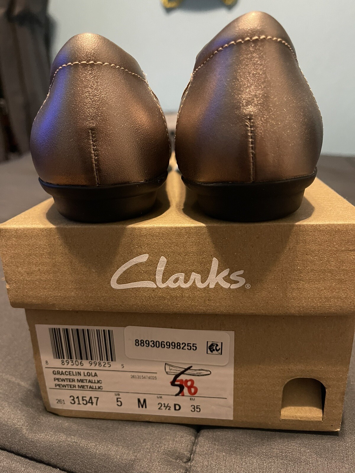 Clarks Collection Leather Flats Gracelin Zone Pewter