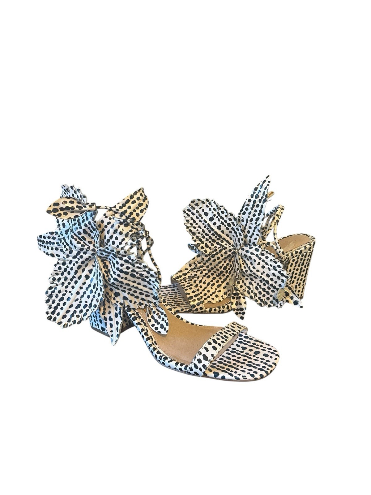 Anthropologie Cecelia New York Hibiscus Heels Size 7 Black White Flowers