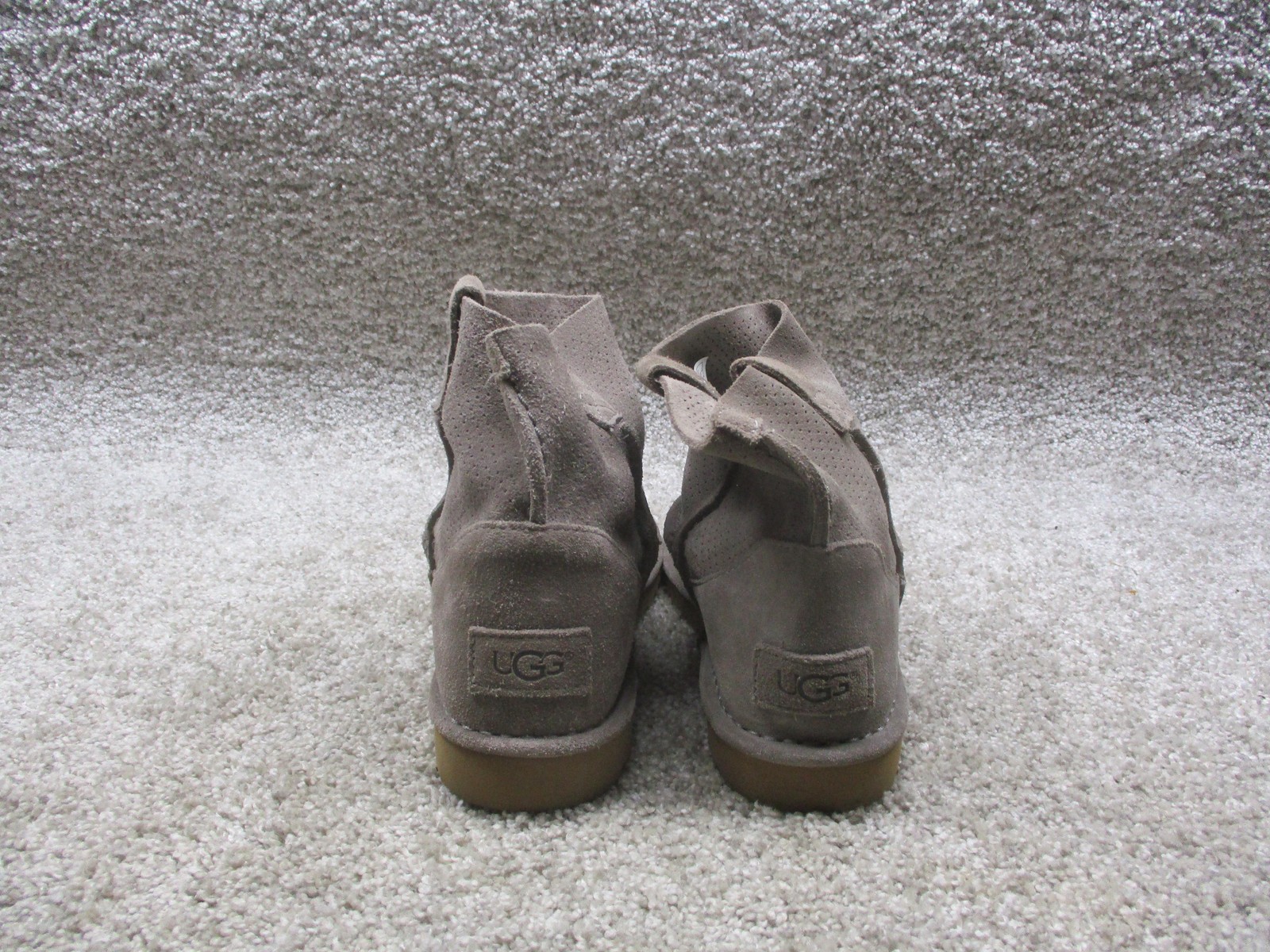 UGG Classic Unlined Mini Perf Boots Womens Size 8 Gray Suede Perforated 1016852