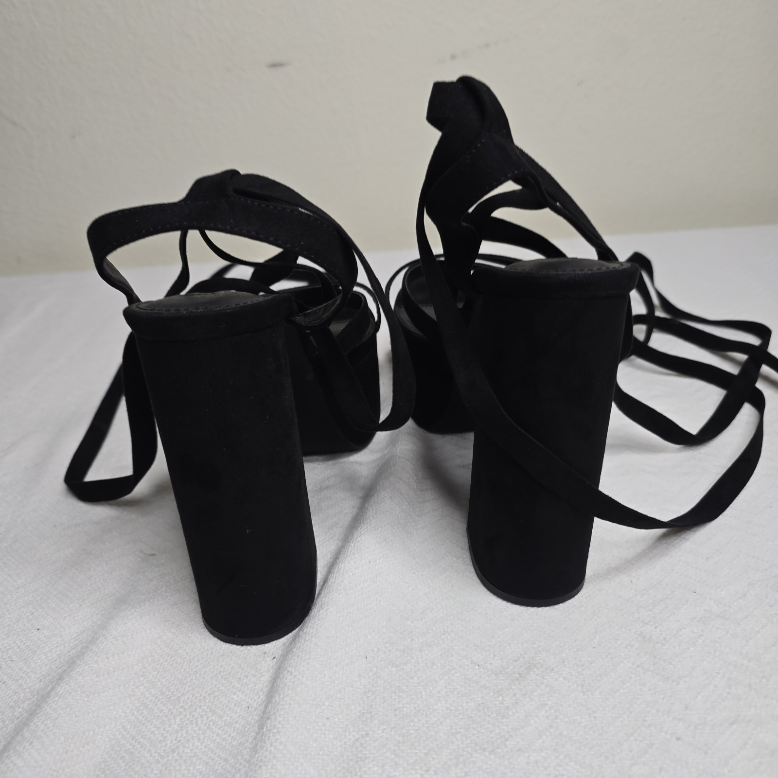 Black Platform Lace-Up Heels – Chunky Block Heel – Women’s Size 10