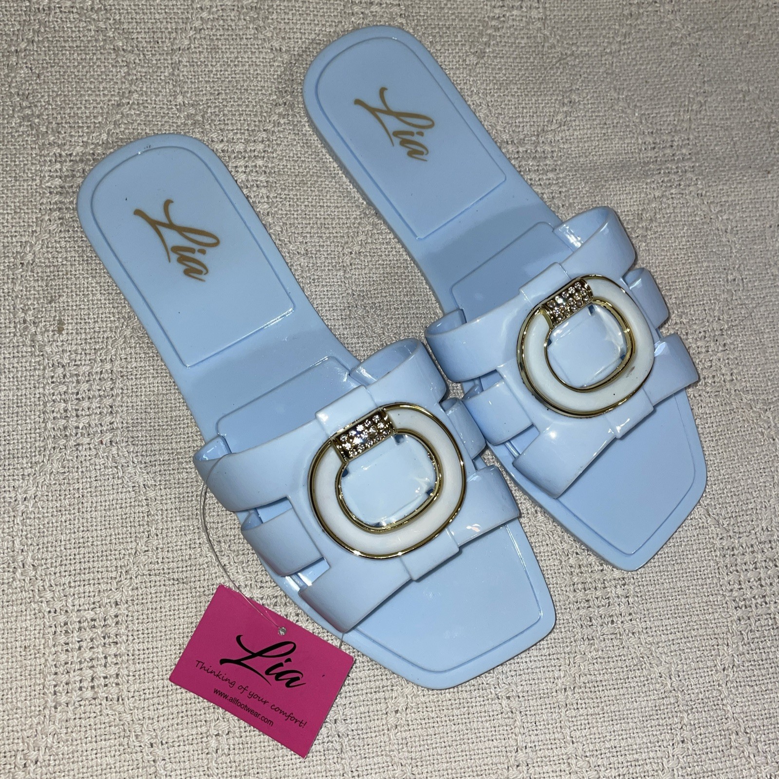 Lia Womens Casual Slides Size 9 M Blue Beach Cruise Island NWT