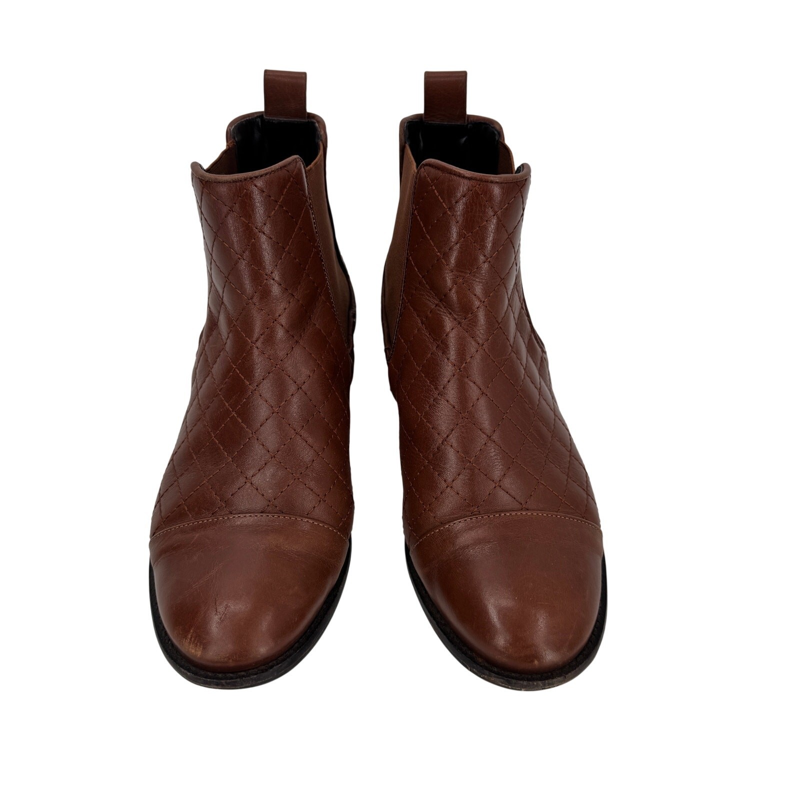 Talbots Leather Bootie Womens 9 M Brown Quilted Tish Soft Nappa Slip On Classic
