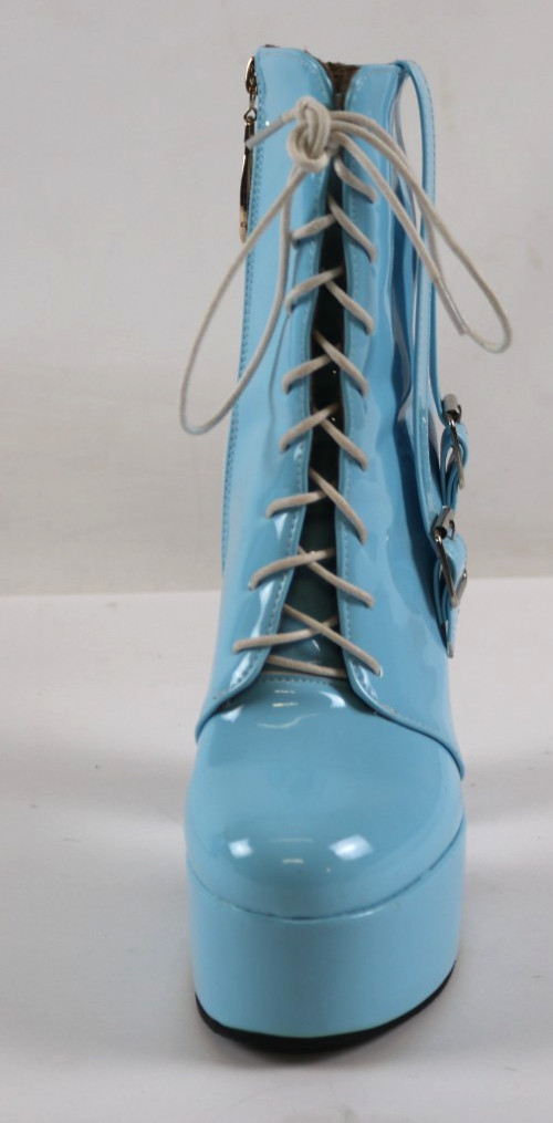 Women’s Pu Synthetic Platform Boots Autumn Boots LaceUp Side Zipper Short Boots
