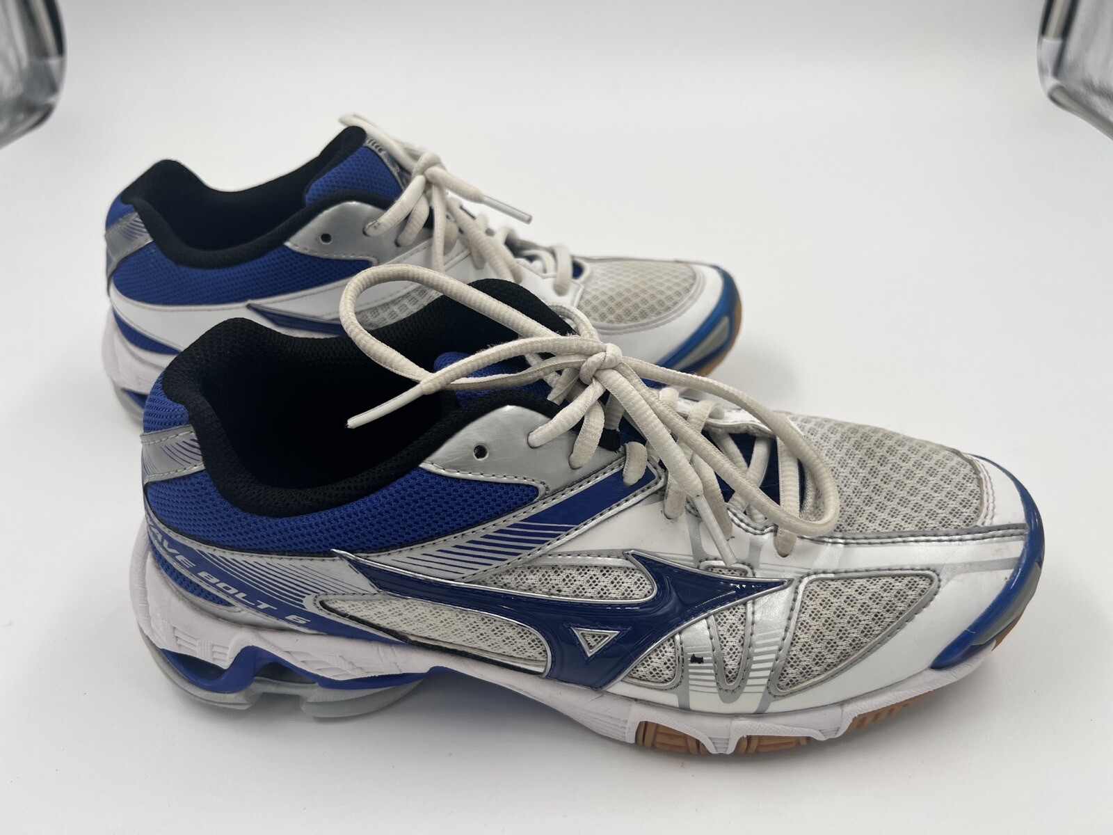 Mizuno Womens Wave Bolt 6 430224 0052 White Blue Running Shoes Size 8.5