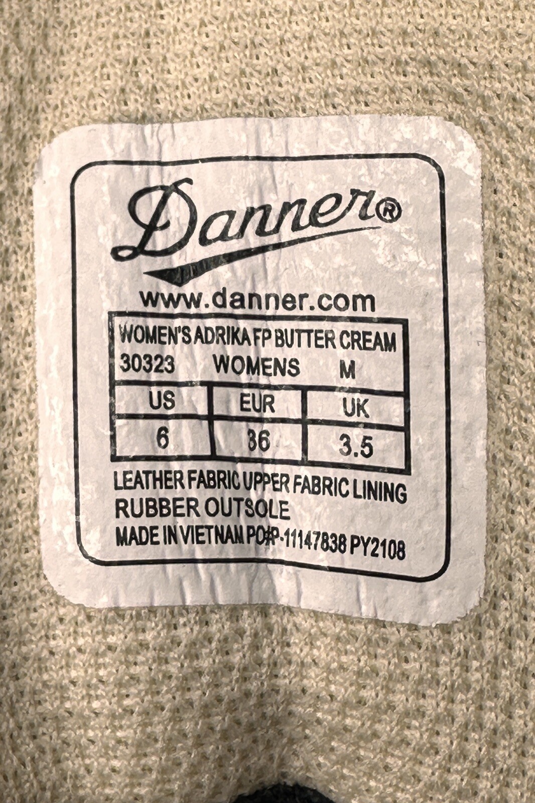 Free People FP Movement x Danner Adrika Etched Hiker Boots Buttercream Sz 6