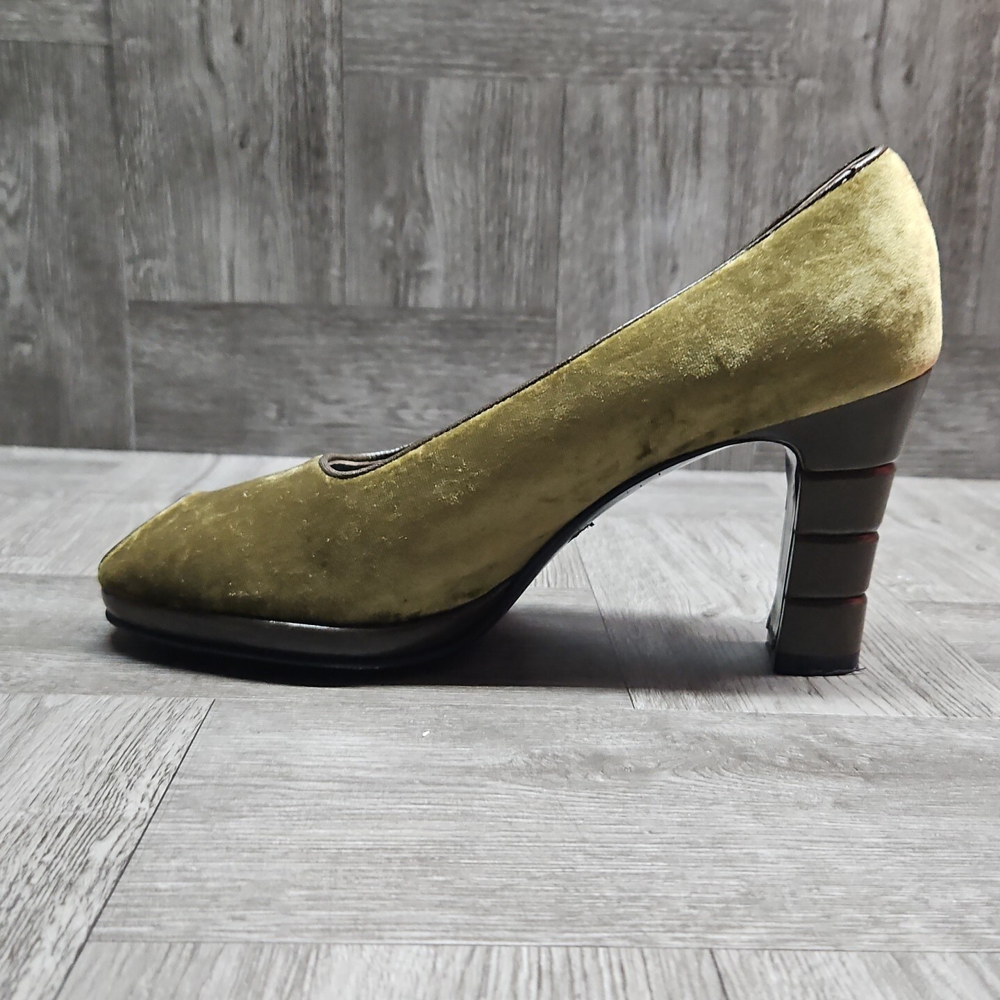Salvatore Ferragamo Green Velvet Peep Toe Pumps 6B