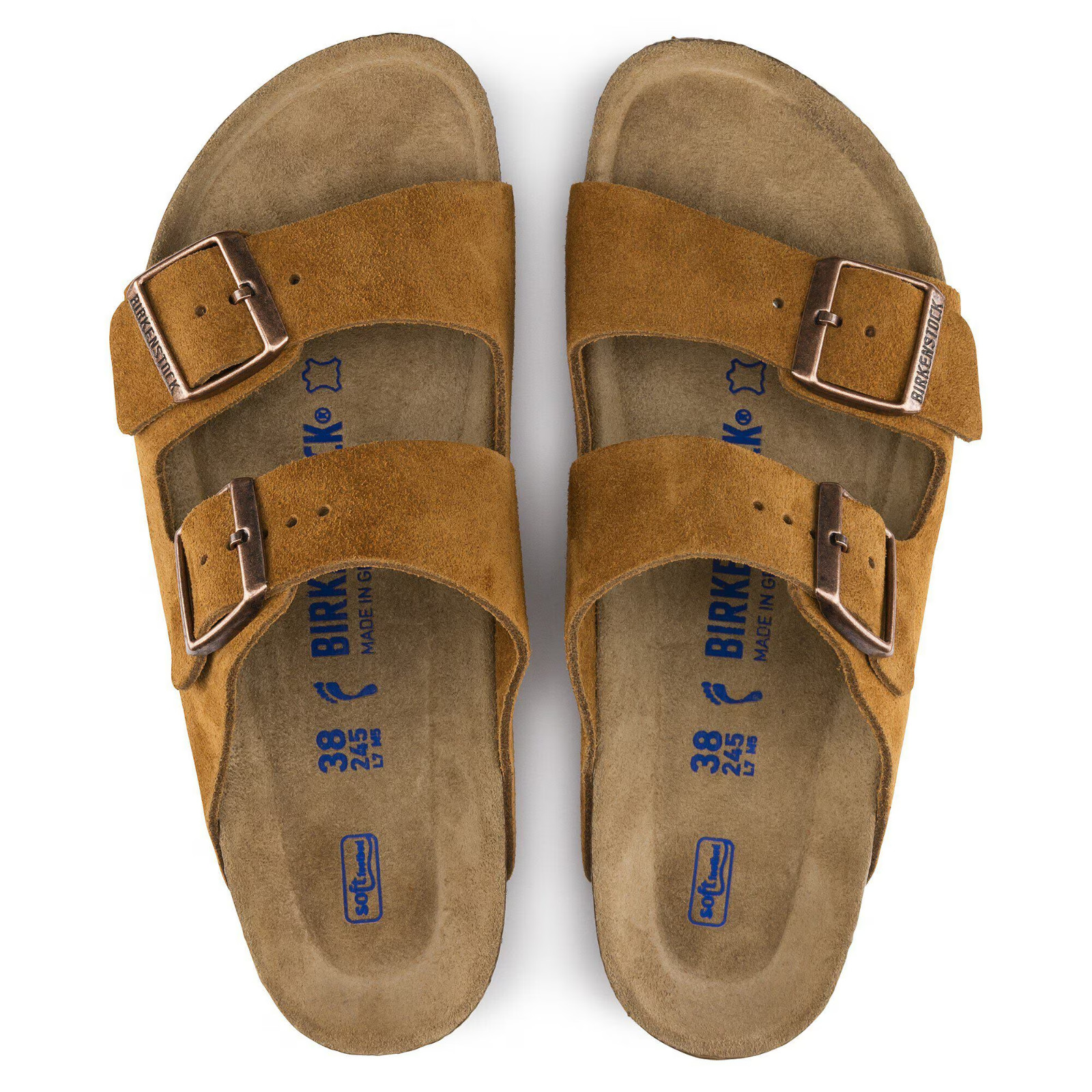 Birkenstock Arizona Soft Footbed Suede Leather Sandals Mink Mocha Taupe Black