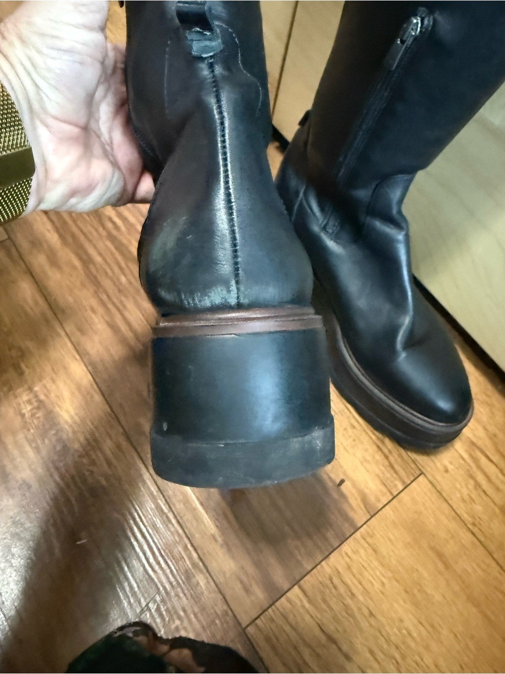 Black Platform Knee-High Leather Like Boots