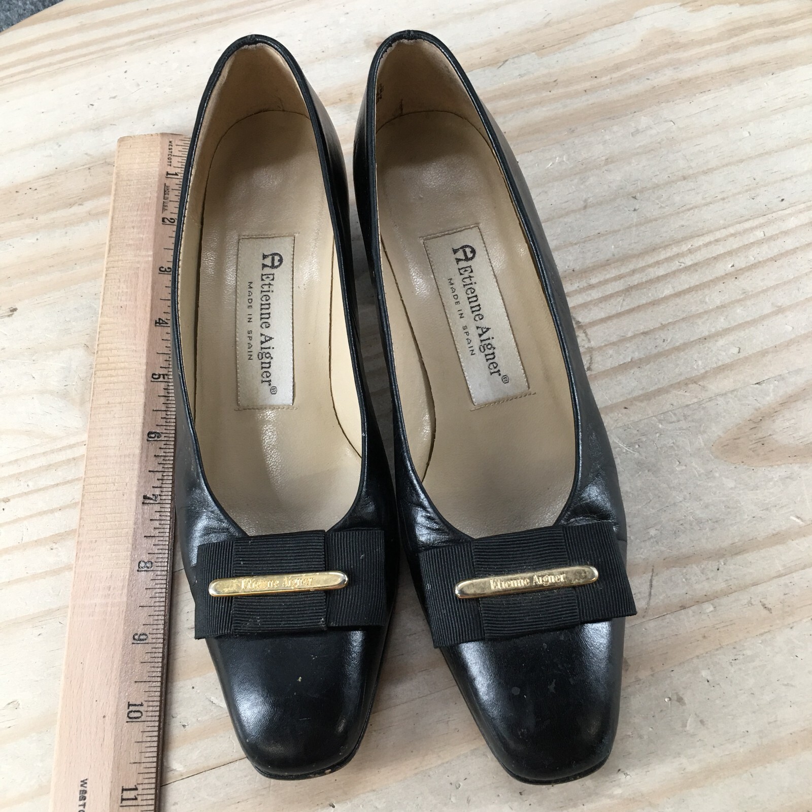 Etienne Aigner Pumps Womens 6.5N Black Savannah Slip On Casual Comfort Leather
