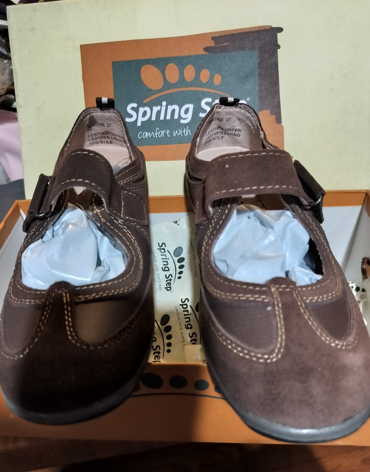 Spring Steps Brown Leather Mary Jane Womens Shoes, Size 7 New