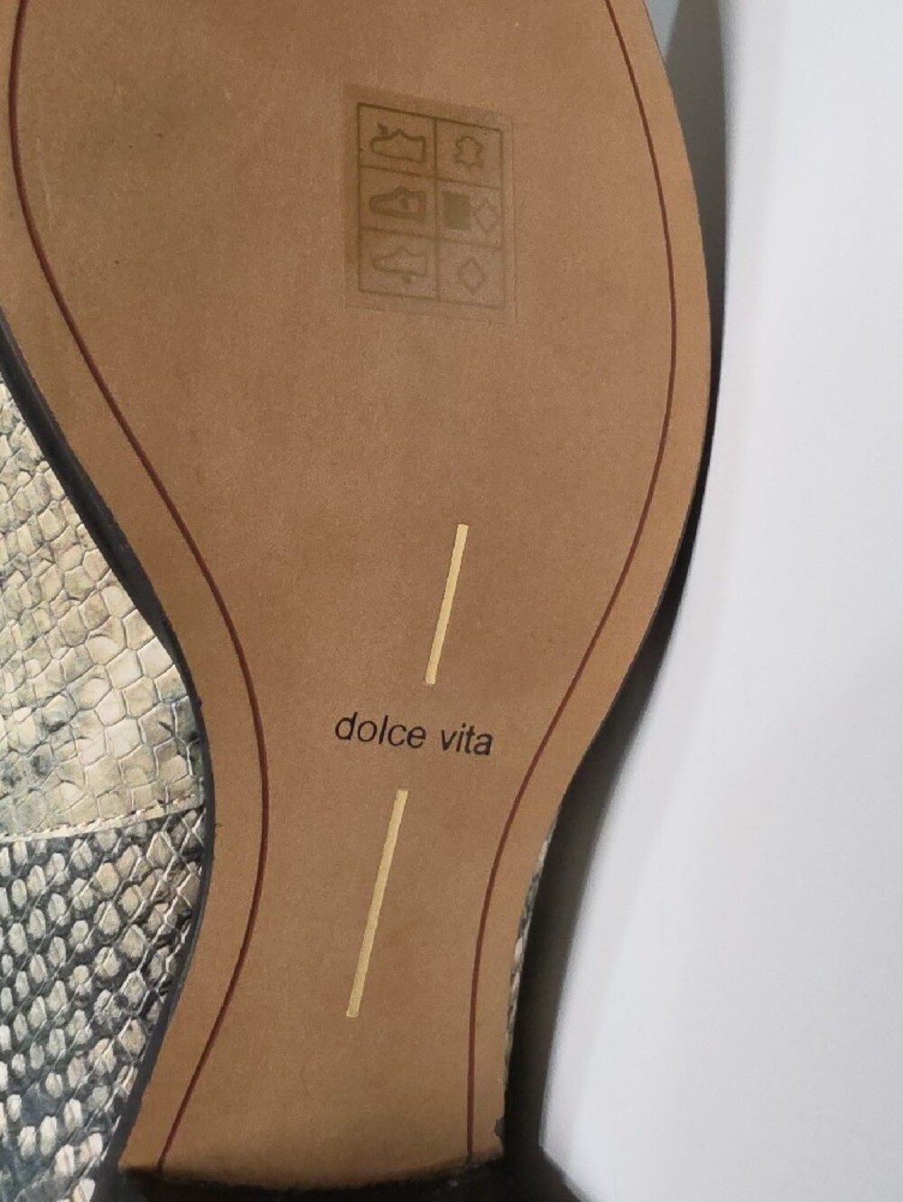 Dolce Vita Roya Snake-Embossed Print in Beige and Muted Blue/Teal – Size 11