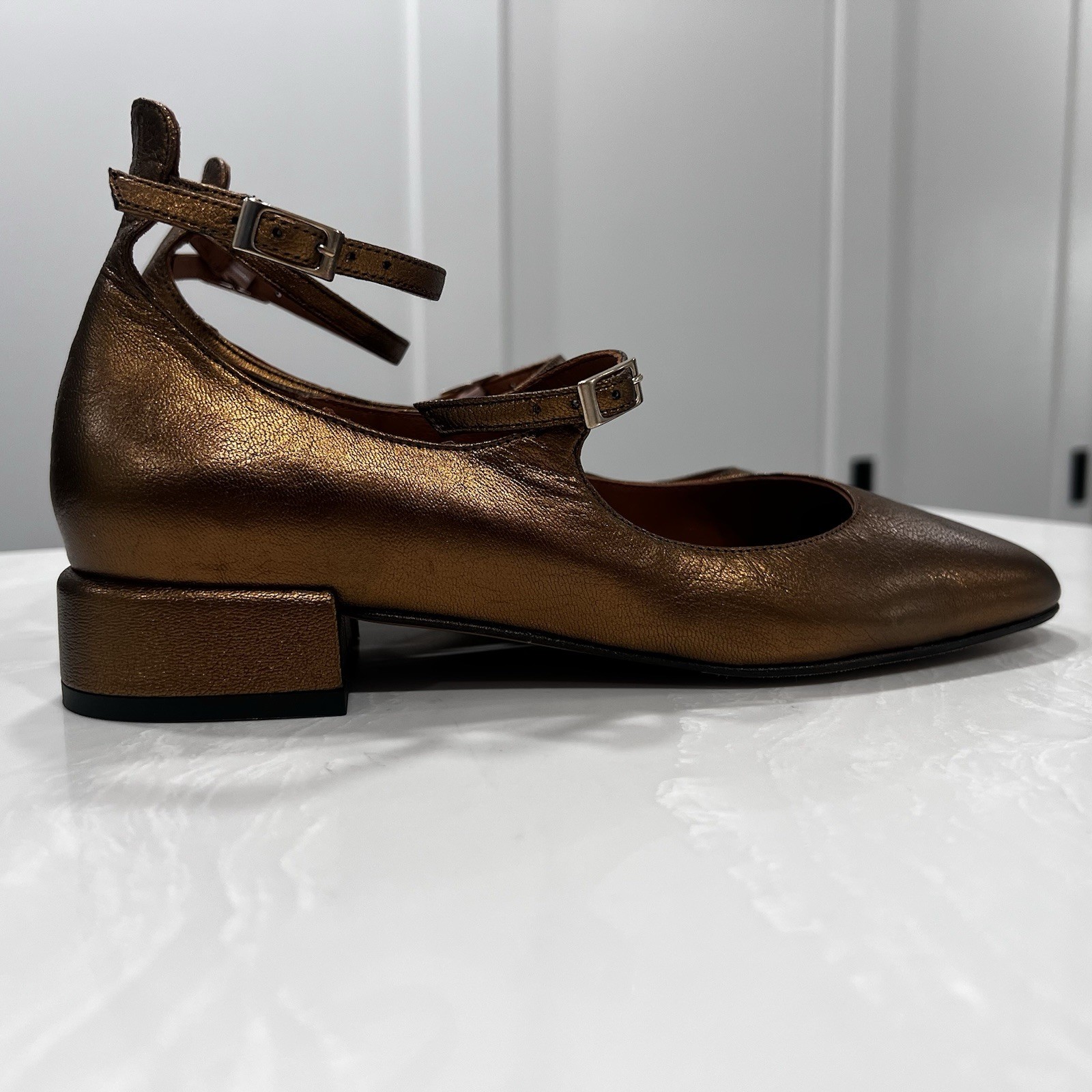 Maeve by Anthropology Women’s Mary Jane Shoes Size 38 US 7 Gold Brown Metallic