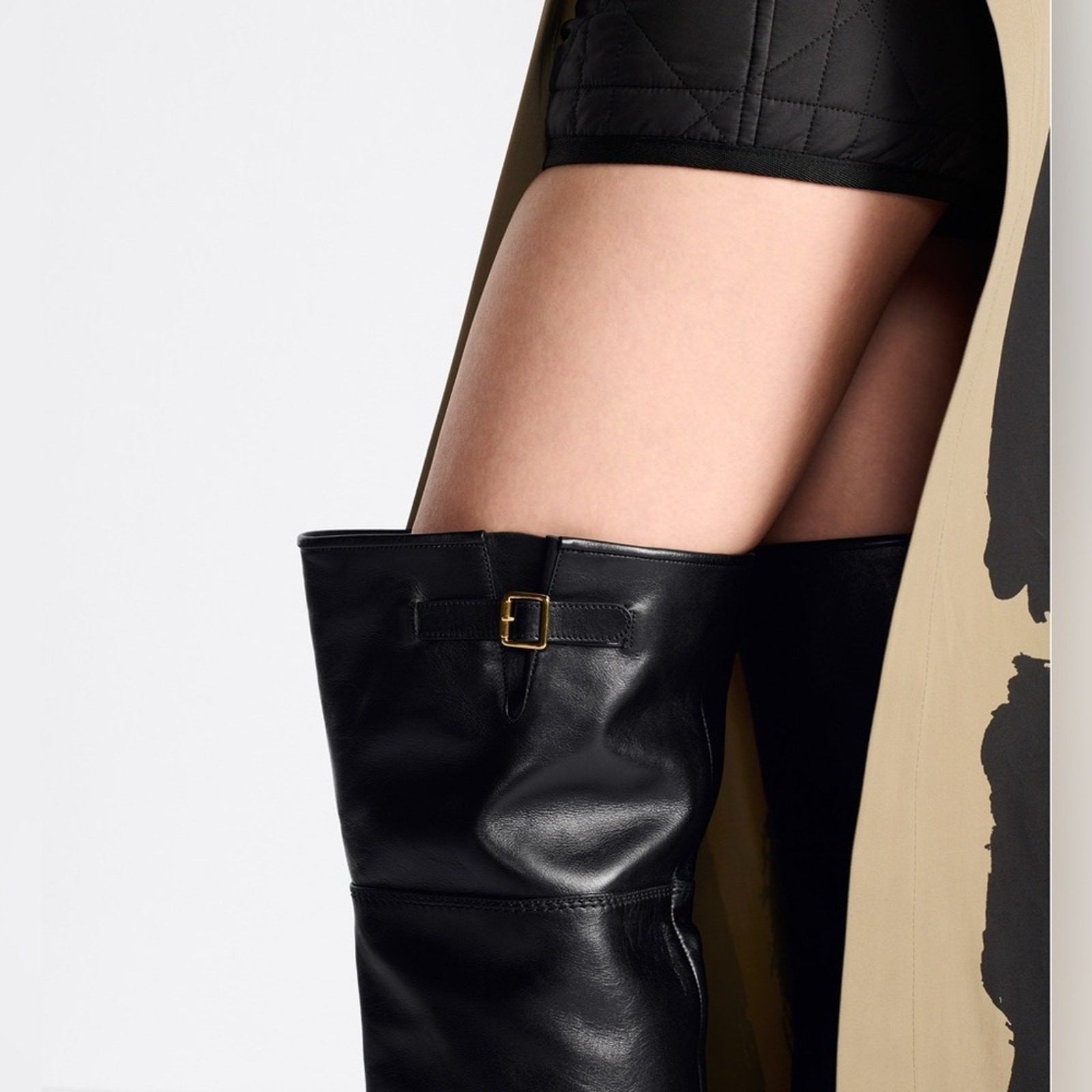 NWT Christian Dior D-Quest Thigh Black Leather Boots, size 37 (US 6-6.5)