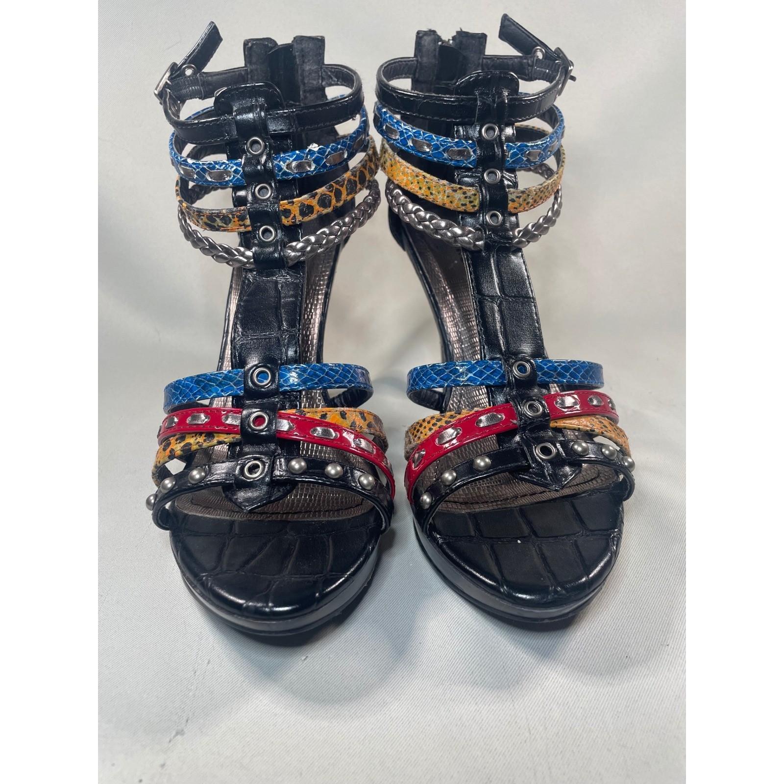Dollhouse Y2K McBling Studded Platform Heels Animal Print Size 8.5