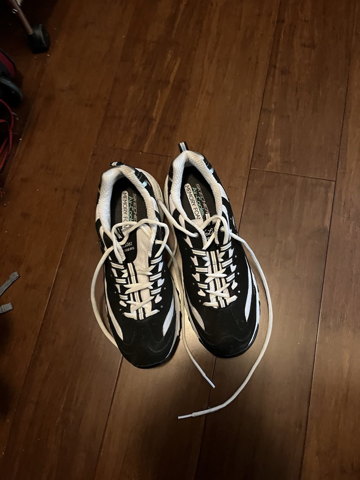 SKECHERS Memory Foam Black/White Lace-Up Low Top Unisex Adult Sneakers