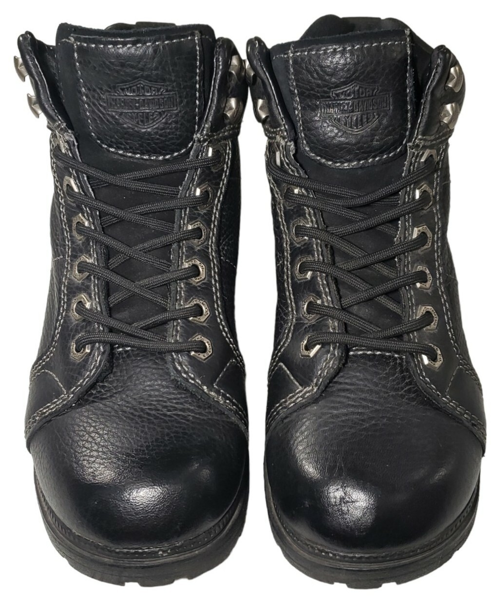 Harley Davidson Womens Sz 9 Tyler Black Leather Moto Hiker Biker Boots 84280