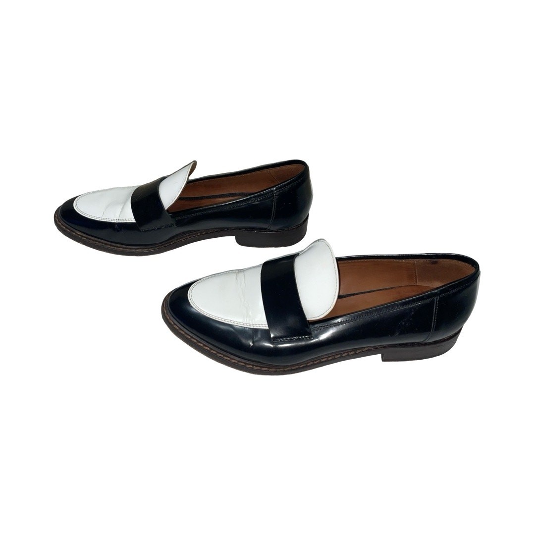 Bimba & Lola Black White Patent Leather Loafers Size: EU 38 US 7.5