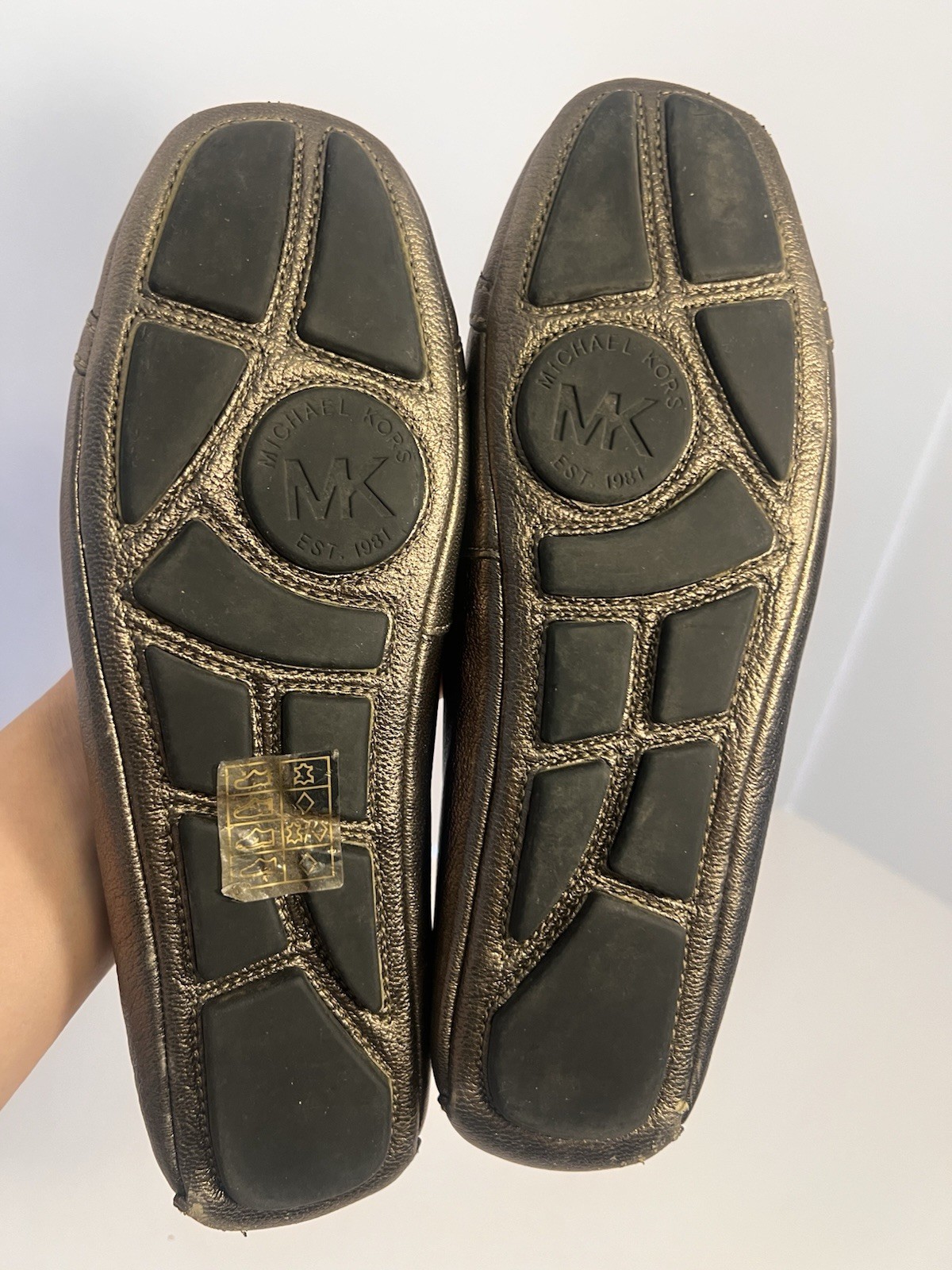 MICHAEL KORS Fulton Kiltie MOC Metallic Leather Logo Moccasins Flats Women’s 7