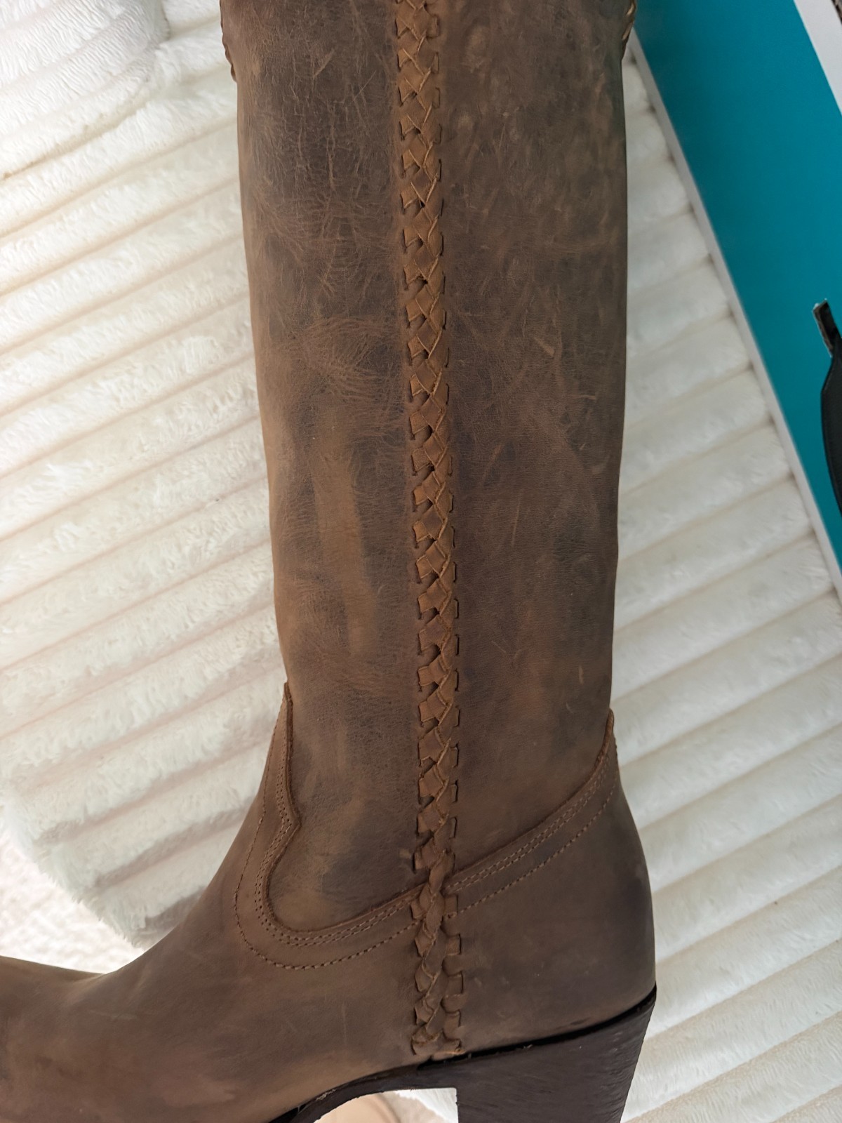 LANE Plain Jane (PJ) Brown 100% Leather Western Boots 7.0