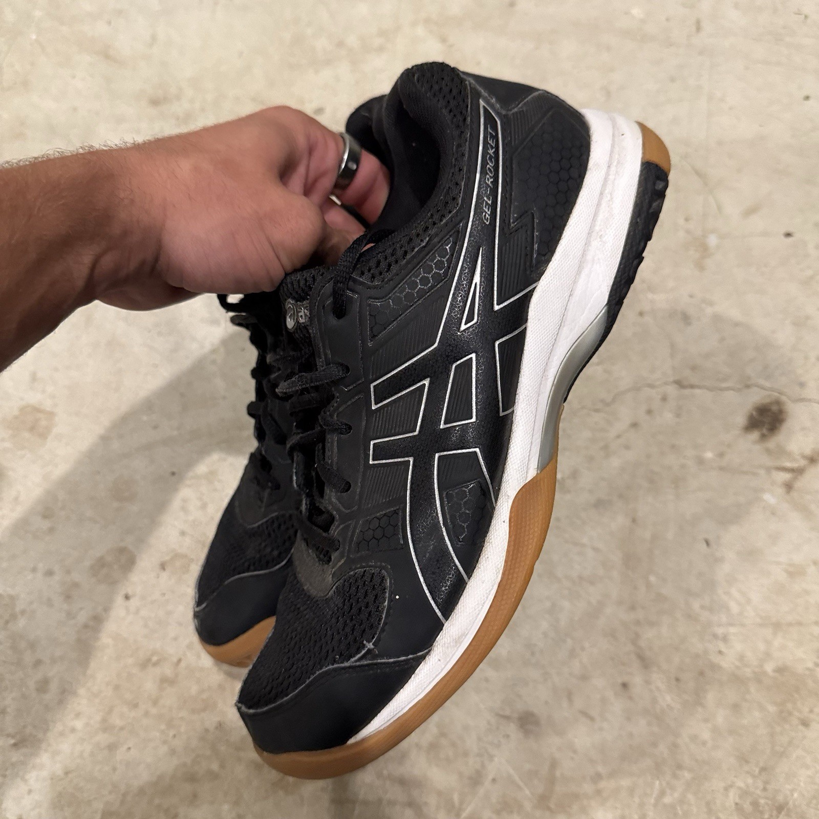 Asics Gel Rocket 8 Womens Size 8.5 Black Mesh Lace Up Volleyball Shoes (B756Y)