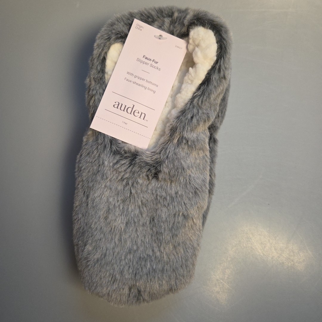 Auden Women’s Faux Fur Slipper Socks Grippers Shearling Linning Size S/M 5-7