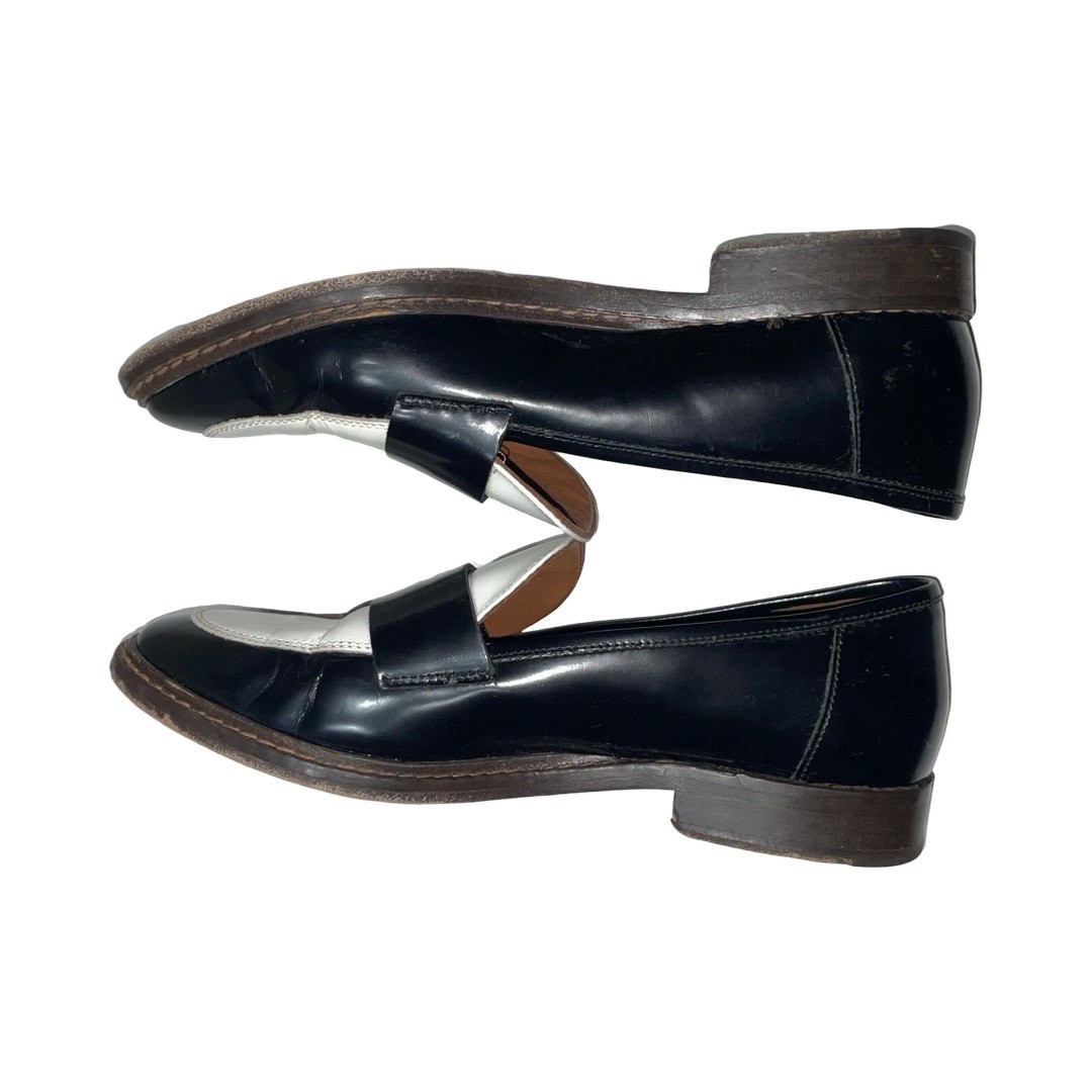 Bimba & Lola Black White Patent Leather Loafers Size: EU 38 US 7.5