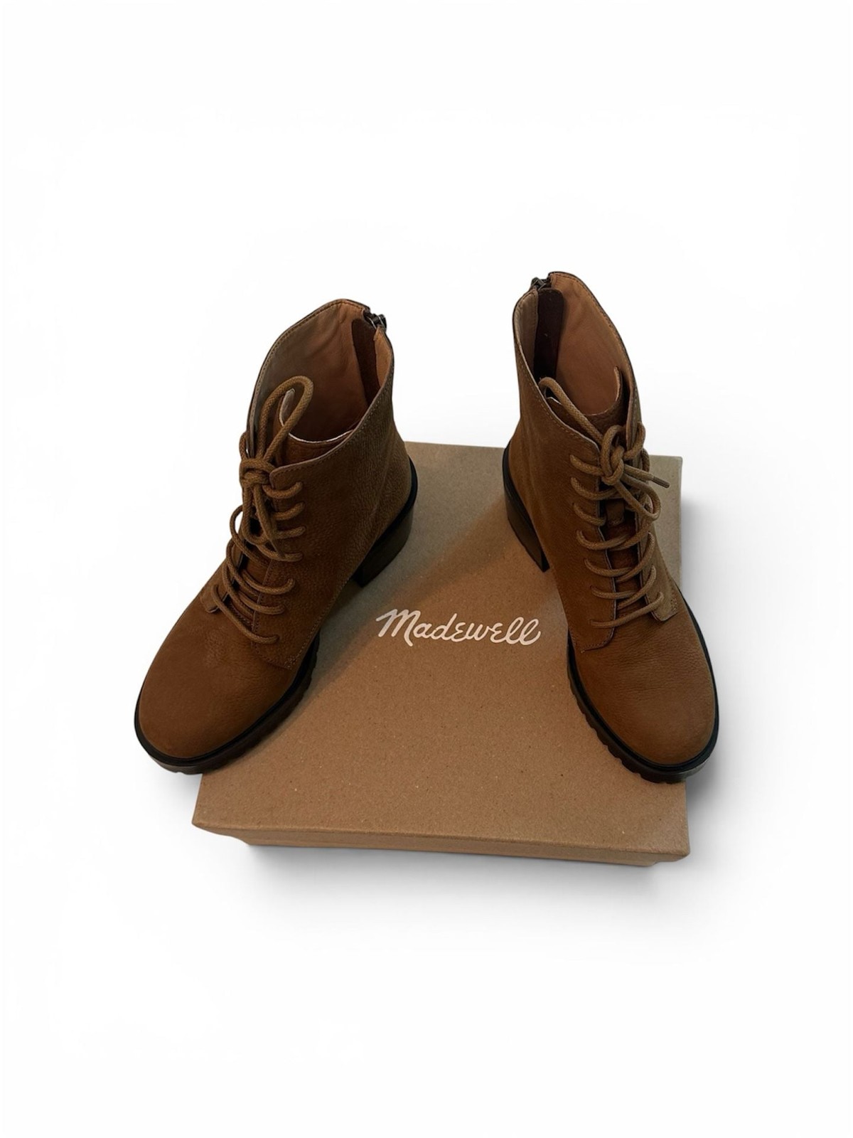 Madewell The Bradley Lace-Up Lugsole Heeled Boots in Leather