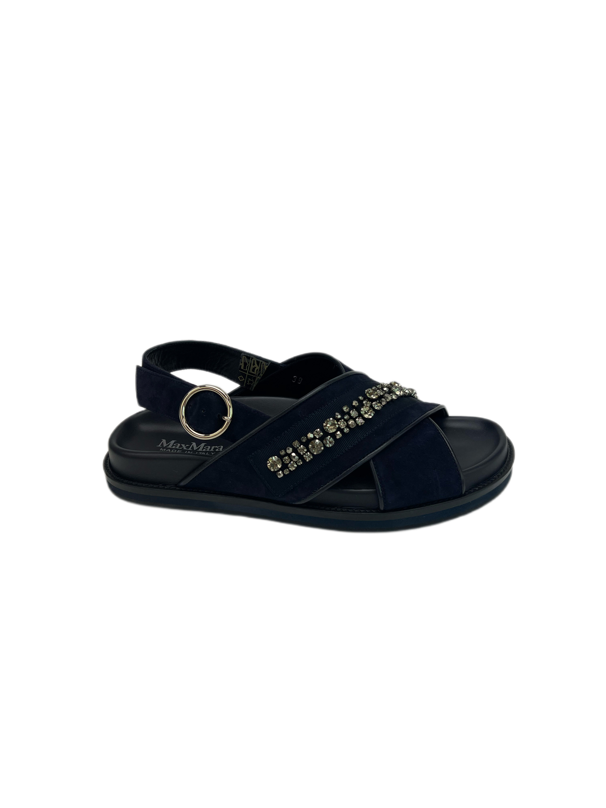 Max Mara Women’s Ultramarine Bondeno Embellished Front Sandals NWB