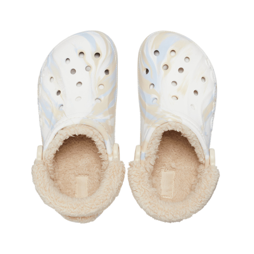 NEW CROCS Baya Lined Fuzz-Strap Marbled Clog 209241-94S White Multi UNISEX SIZE