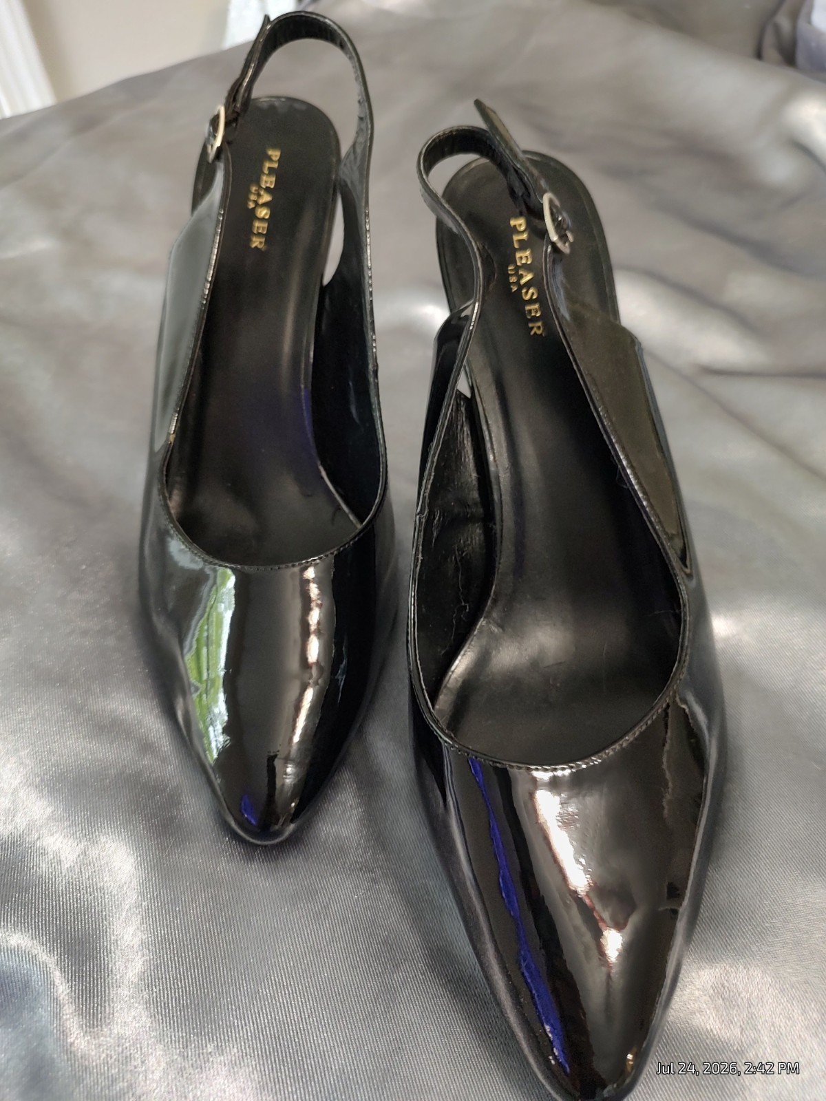 Womens shoes black patent leather Pleaser brand size 16 with a 5″ heel