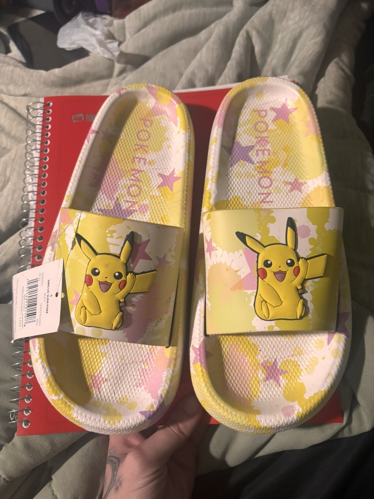 Womens CUTE Pokemon Pikachu Slide Sandals Size 4 Preowned