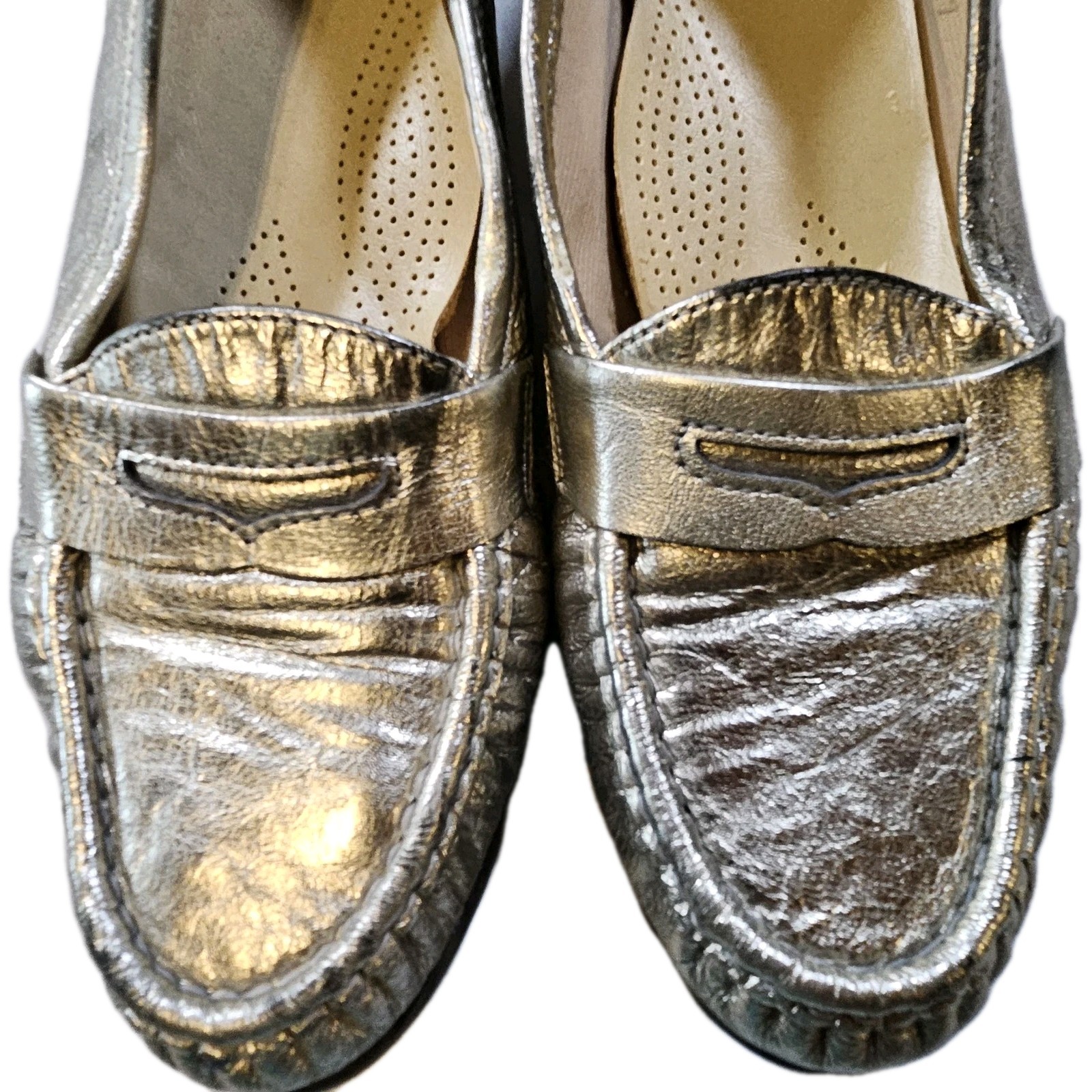 SAS Metalic Silver Slip On Loafers Women’s SZ 6M Comfort Casual Workwear Dressy