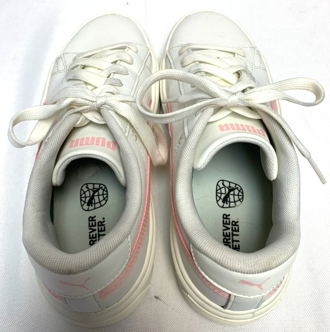 Women’s Puma Smash Platform V3 Sneakers White / Pink Tennis Sneaker Shoe Size 9