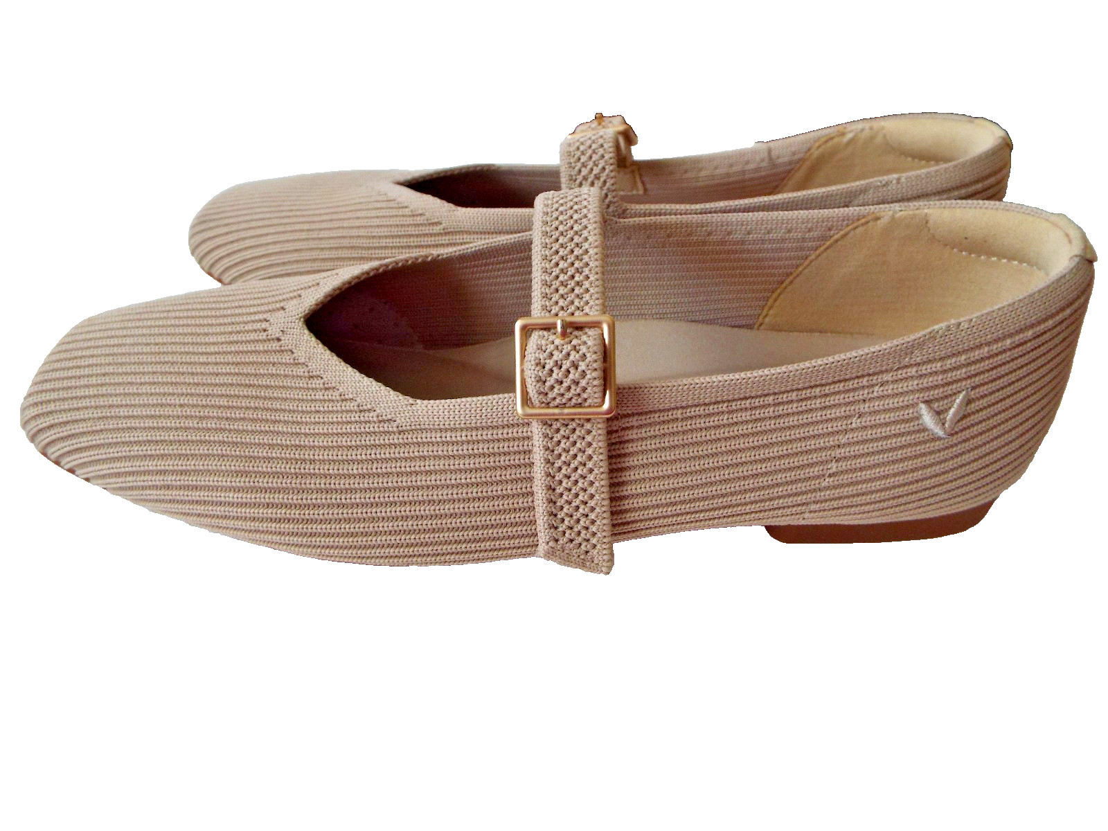 NEW***VIVAIA Sz 36.5/6 M Almond Knit Mary Jane FLATS!!