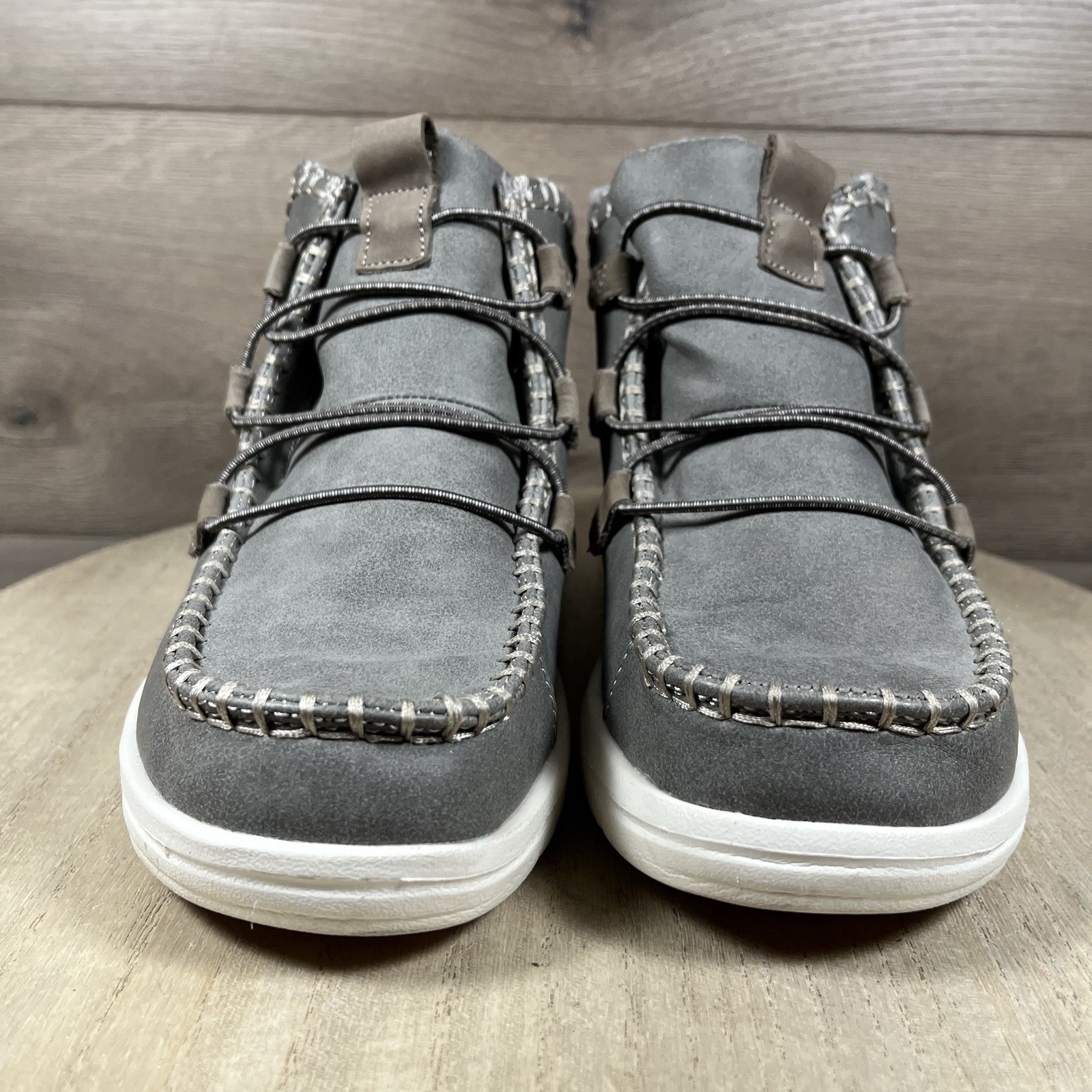 Hey Dude Eloise Recycled Leather Granite Grey Shoes Boots Womens Size 7