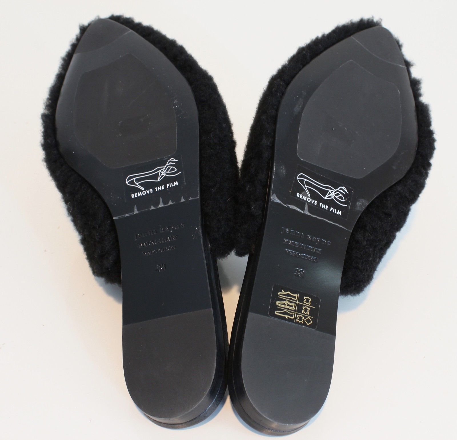 Jenni Kayne NWOB Shearling Mules Black Fur Slides EU 38 US 8 Made In Italy