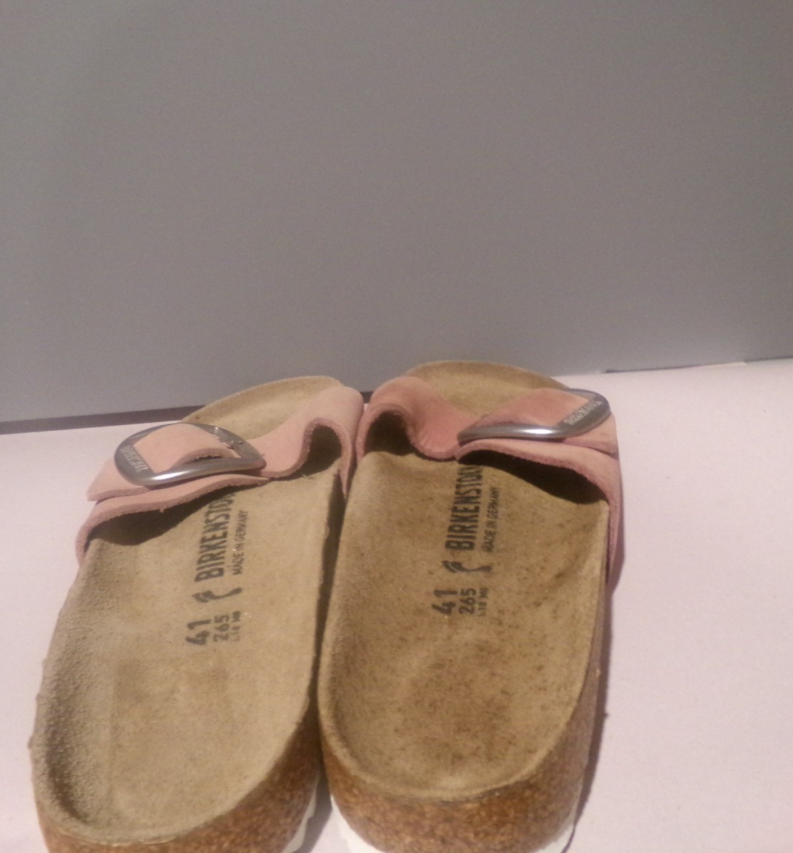 Birkenstock Madrid Big Buckle Sandals 41 Womens Soft Pink Nubuck Leather USA 10